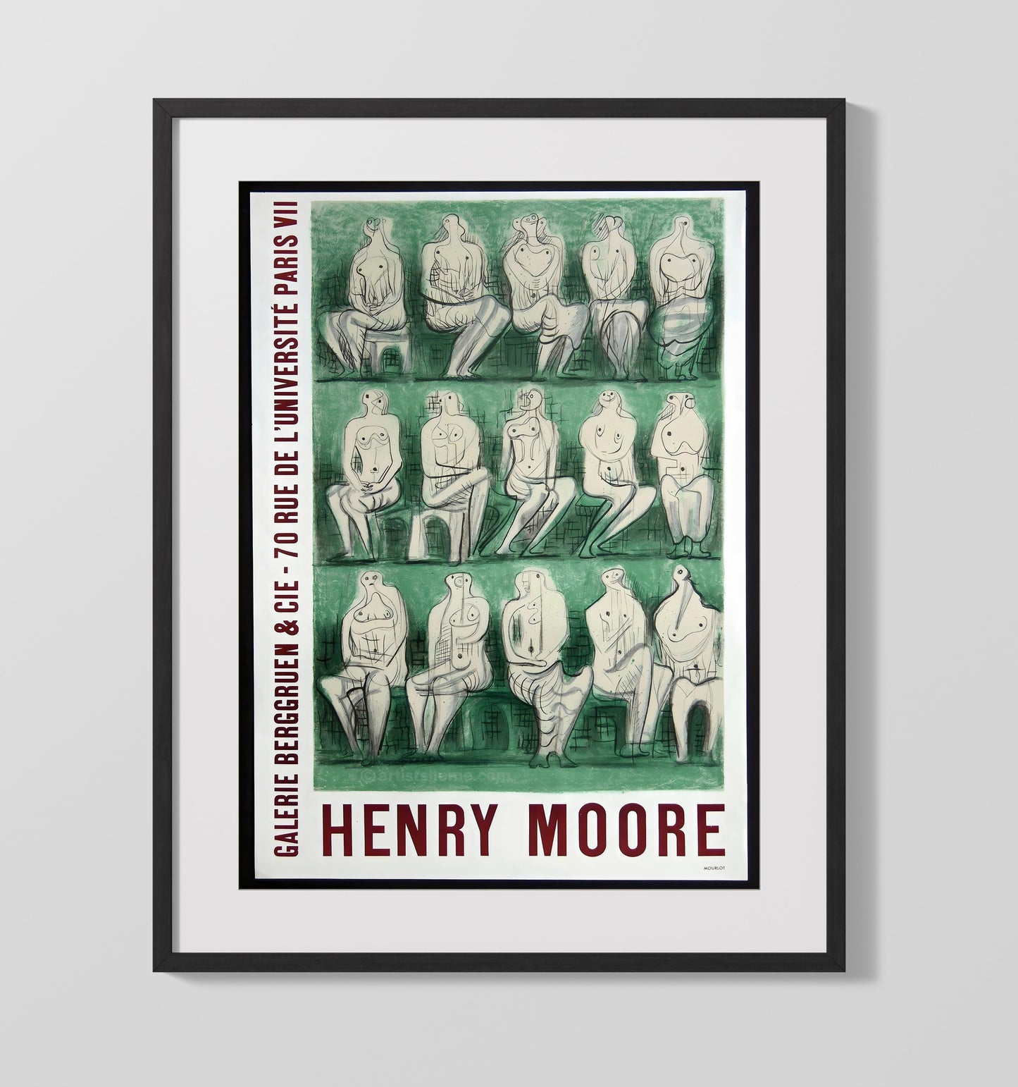 Paris Henry Moore Exhibition Vintage Travel Print 16x20 Gallery Frame travel wall art print