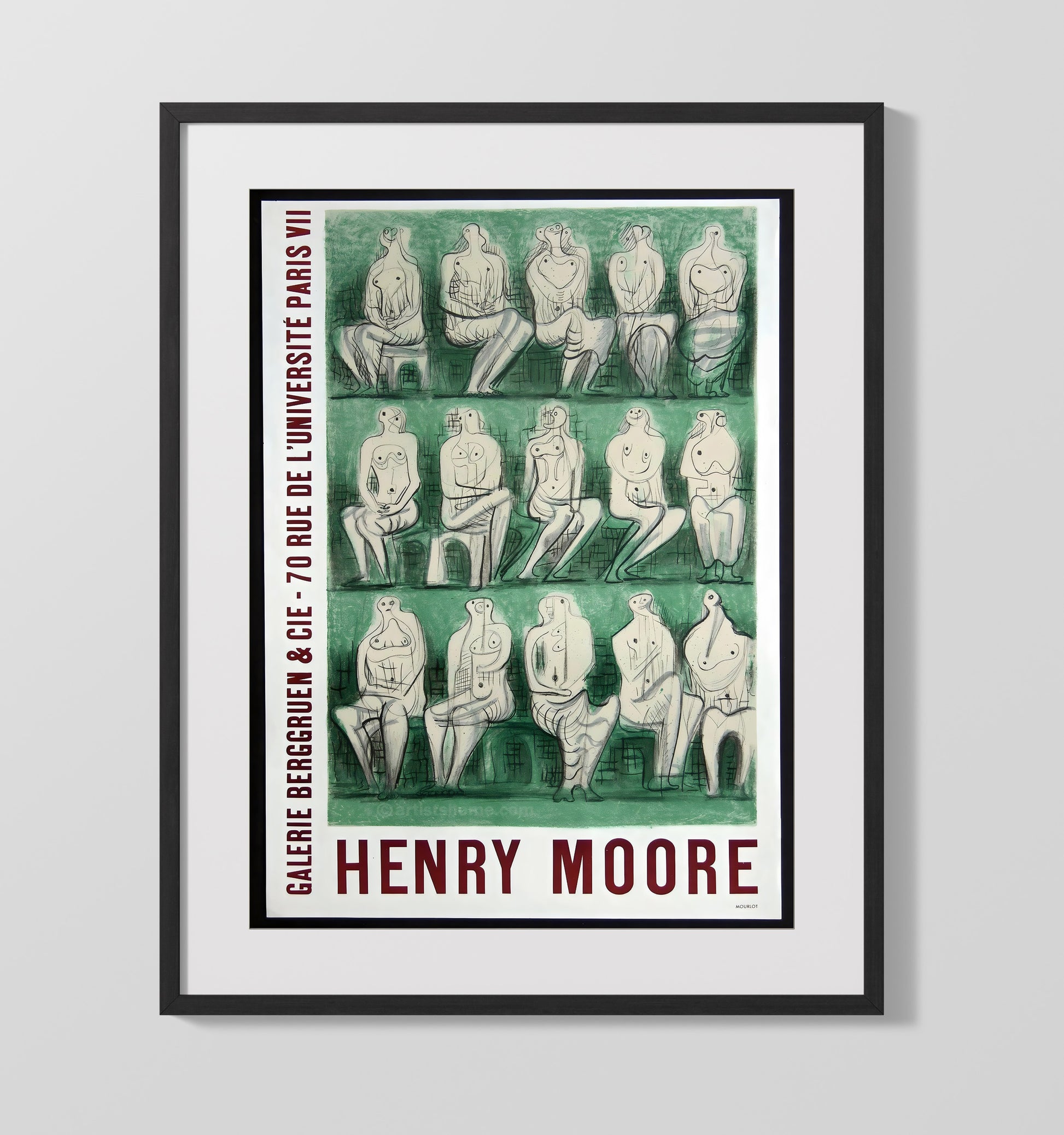 Paris Henry Moore Exhibition Vintage Travel Print 16x20 Gallery Frame travel wall art print