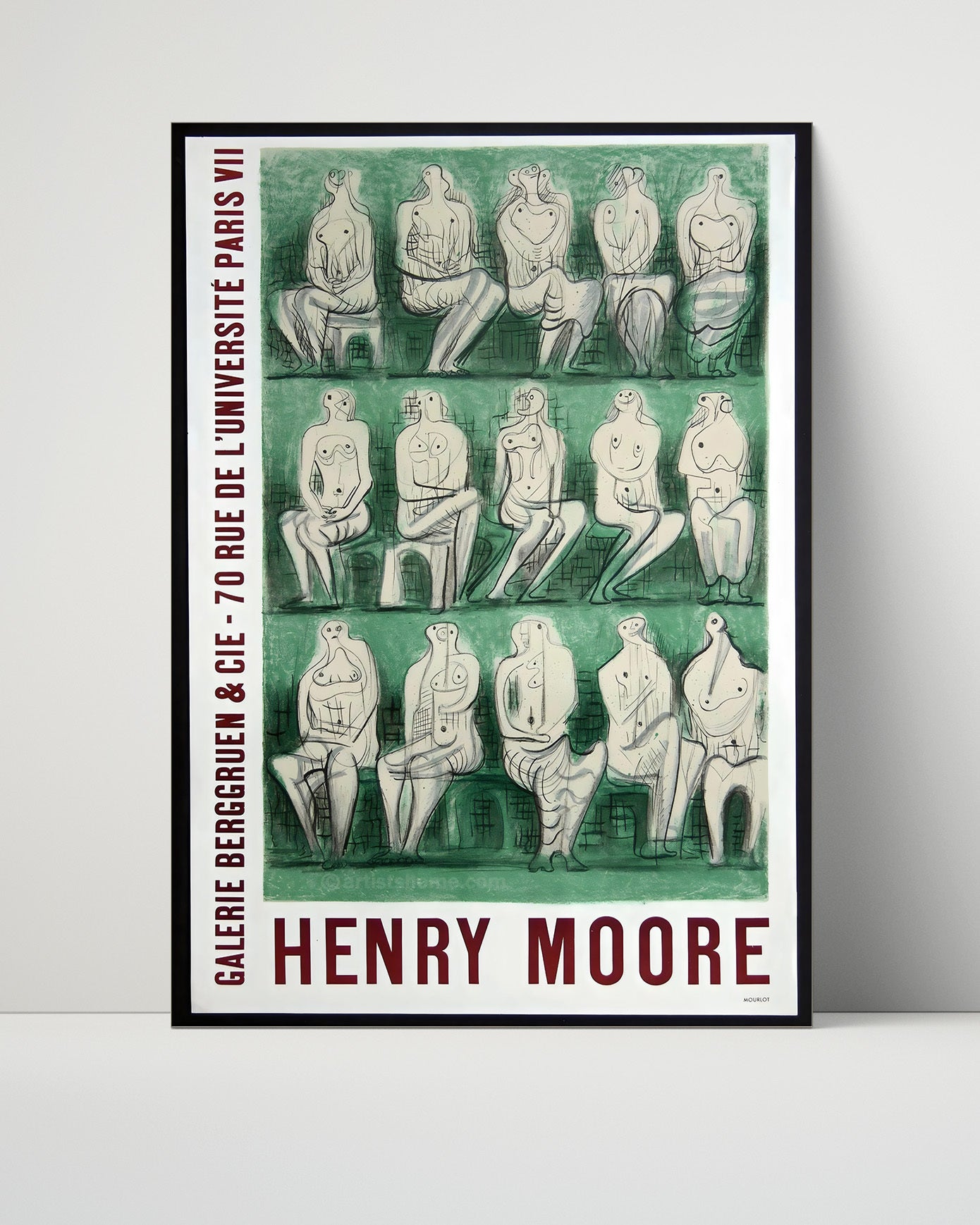 Paris Henry Moore Exhibition Vintage Travel Print 16x20 Unframed Print travel wall art print