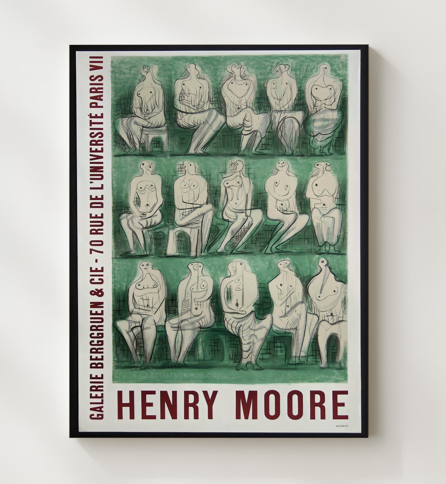Paris Henry Moore Exhibition Vintage Travel Print 20x24 Canvas travel wall art print