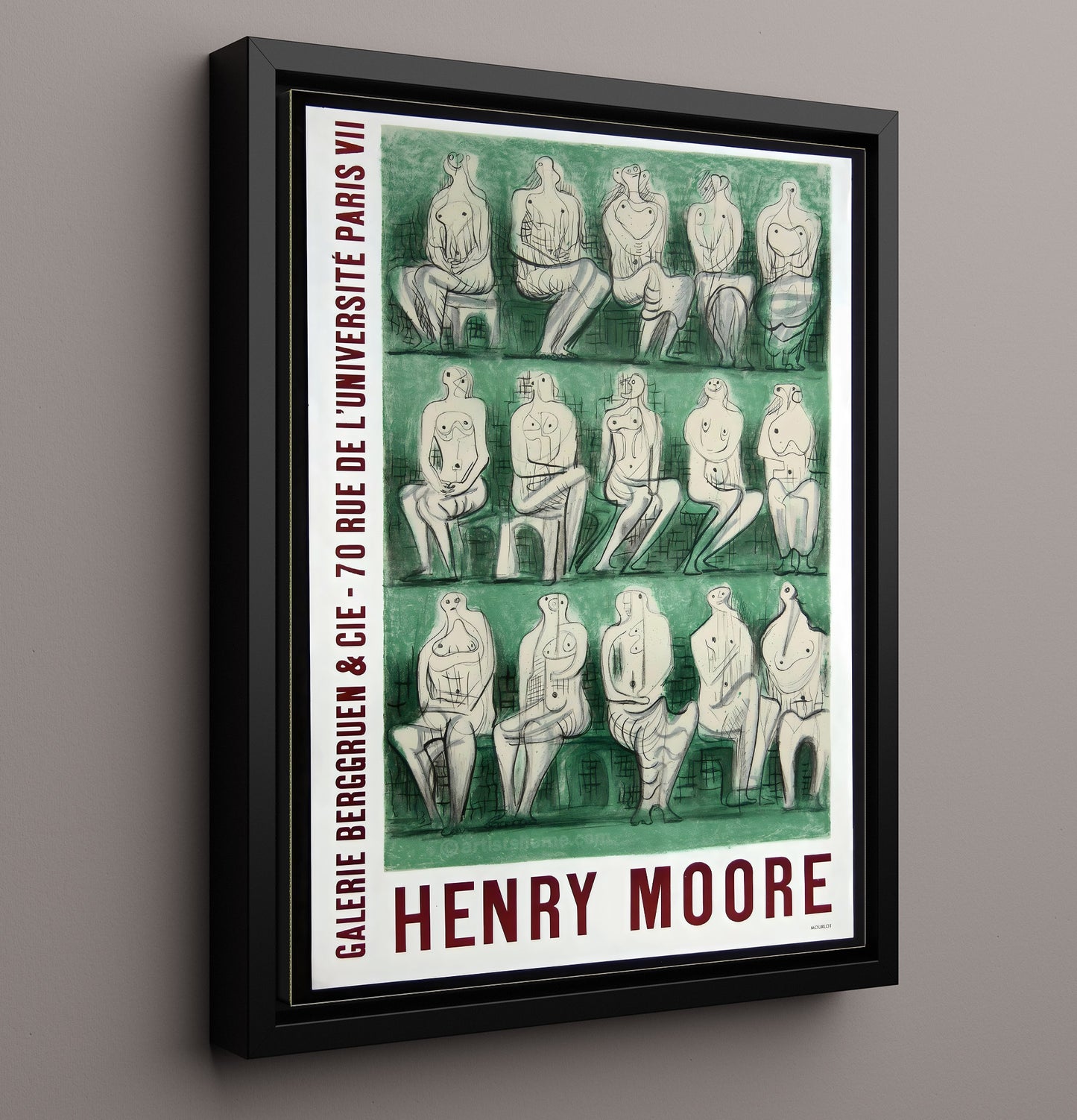 Paris Henry Moore Exhibition Vintage Travel Print 16x20 Framed Canvas travel wall art print