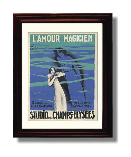 Paris LAmour Magicien Vintage Travel Print 8x10 Beveled Frame travel wall art print