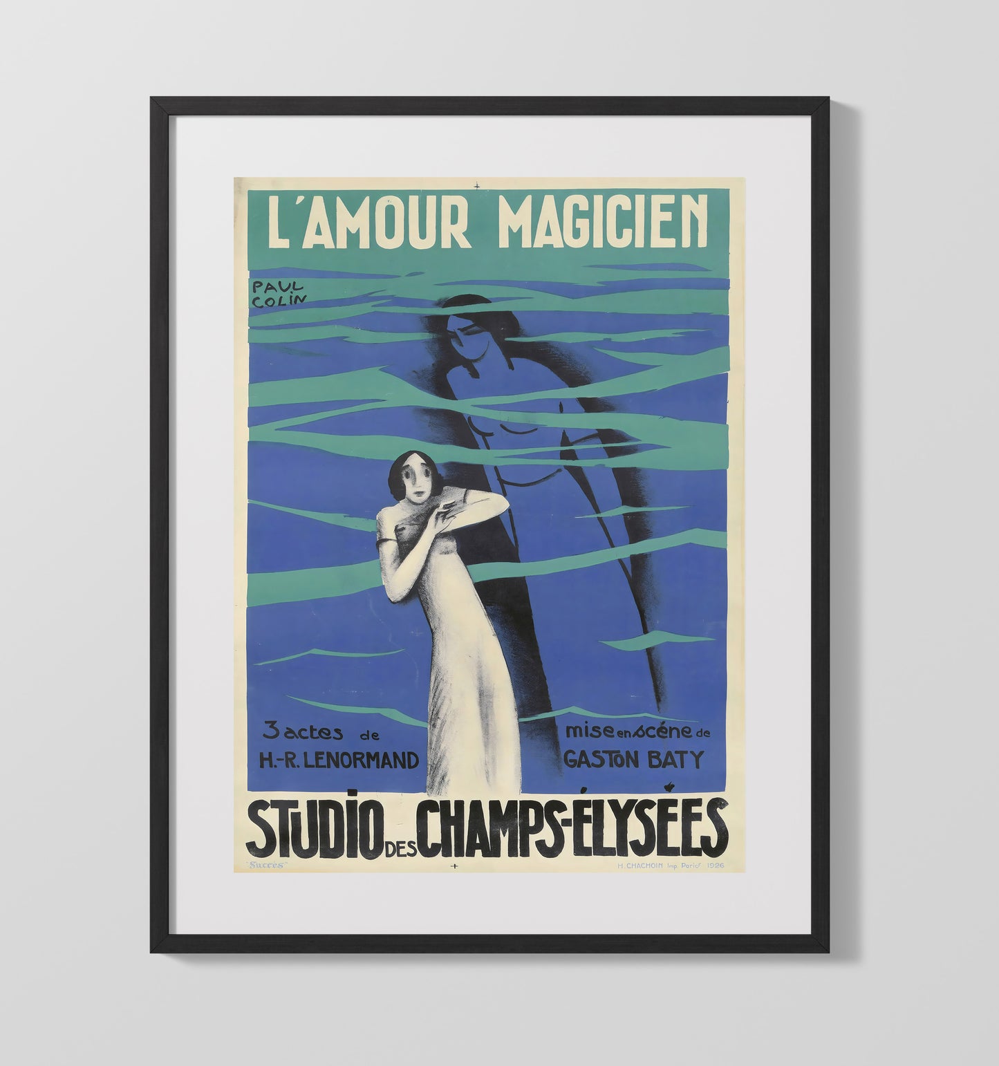 Paris LAmour Magicien Vintage Travel Print 16x20 Gallery Frame travel wall art print
