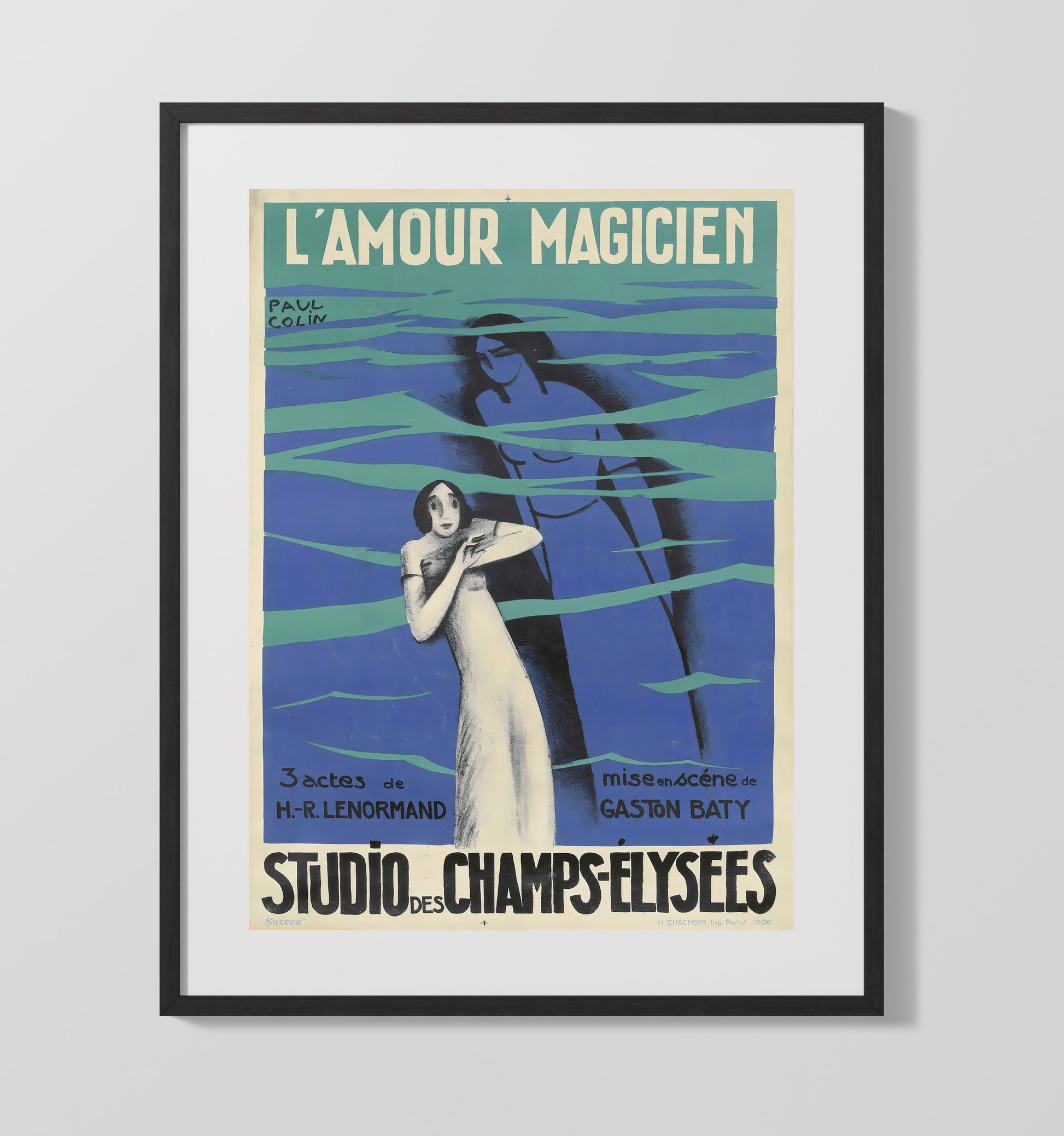 Paris LAmour Magicien Vintage Travel Print 16x20 Gallery Frame travel wall art print