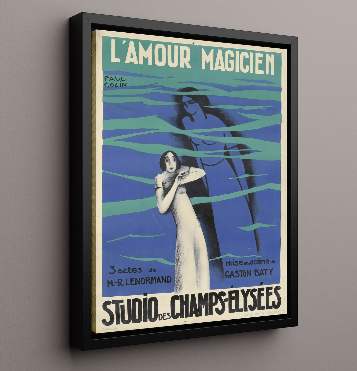 Paris LAmour Magicien Vintage Travel Print 16x20 Framed Canvas travel wall art print