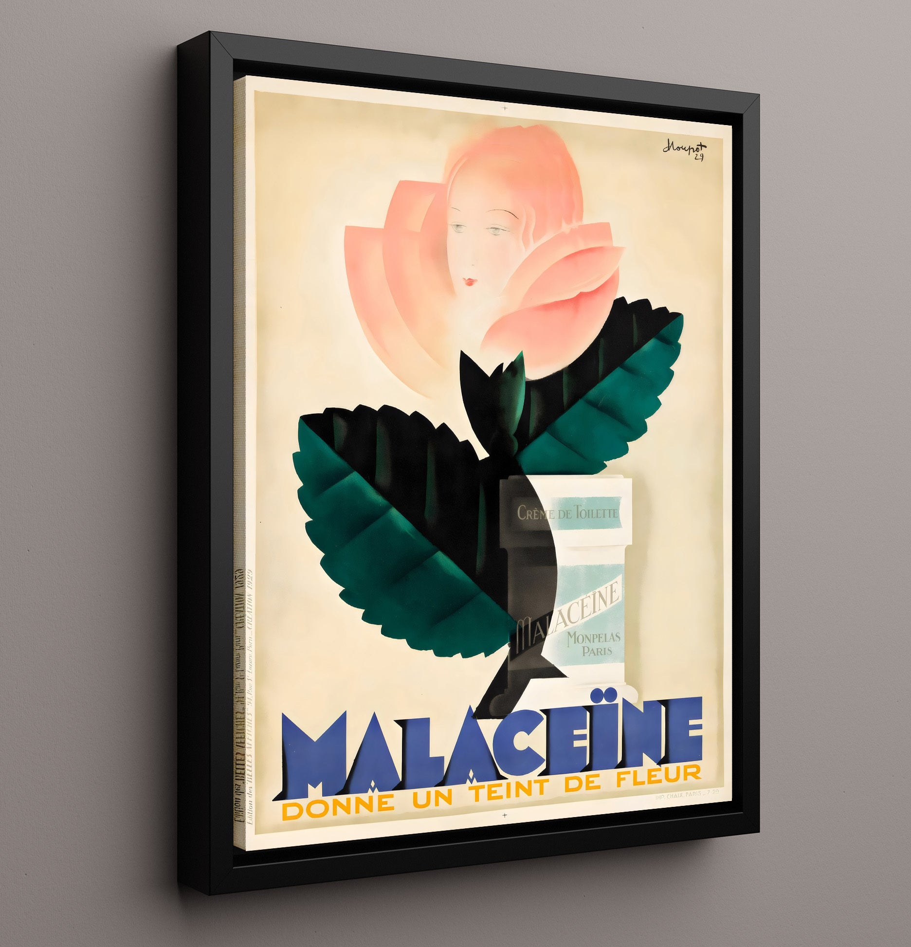 Paris Malaceine Perfume Vintage Travel Print 16x20 Framed Canvas travel wall art print