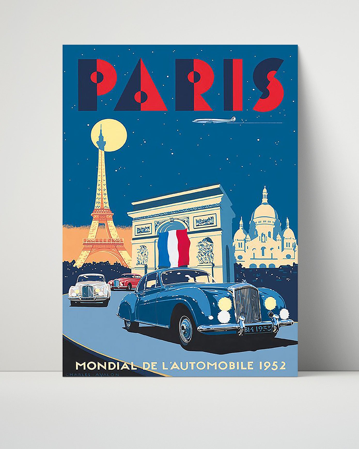 Paris Mondial de lAutomobile 1952 Vintage Travel Print 16x20 Unframed Print travel wall art print