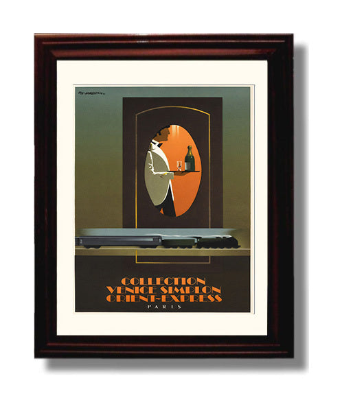Paris Orient Express Vintage Travel Print 8x10 Beveled Frame travel wall art print