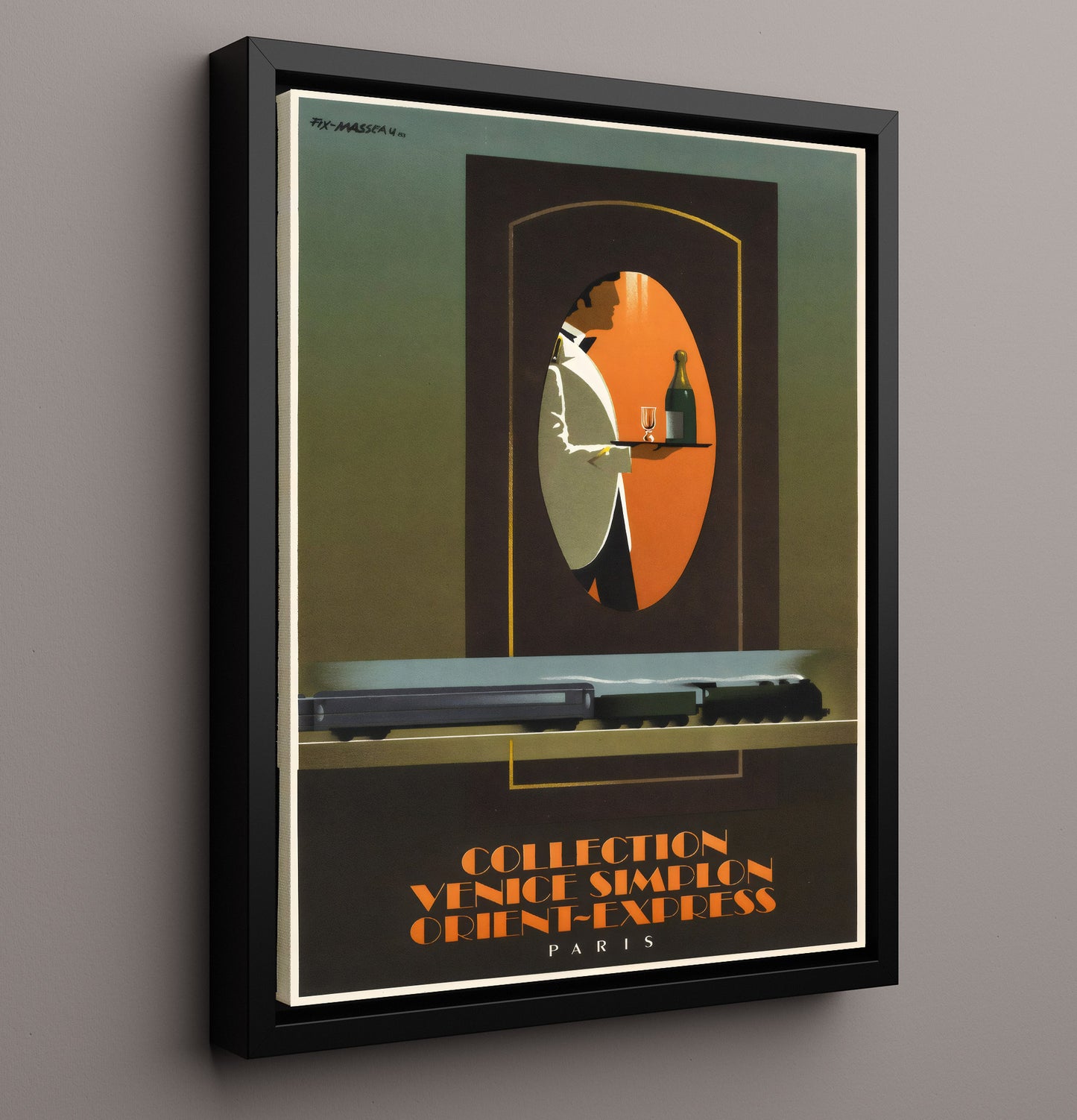Paris Orient Express Vintage Travel Print 16x20 Framed Canvas travel wall art print