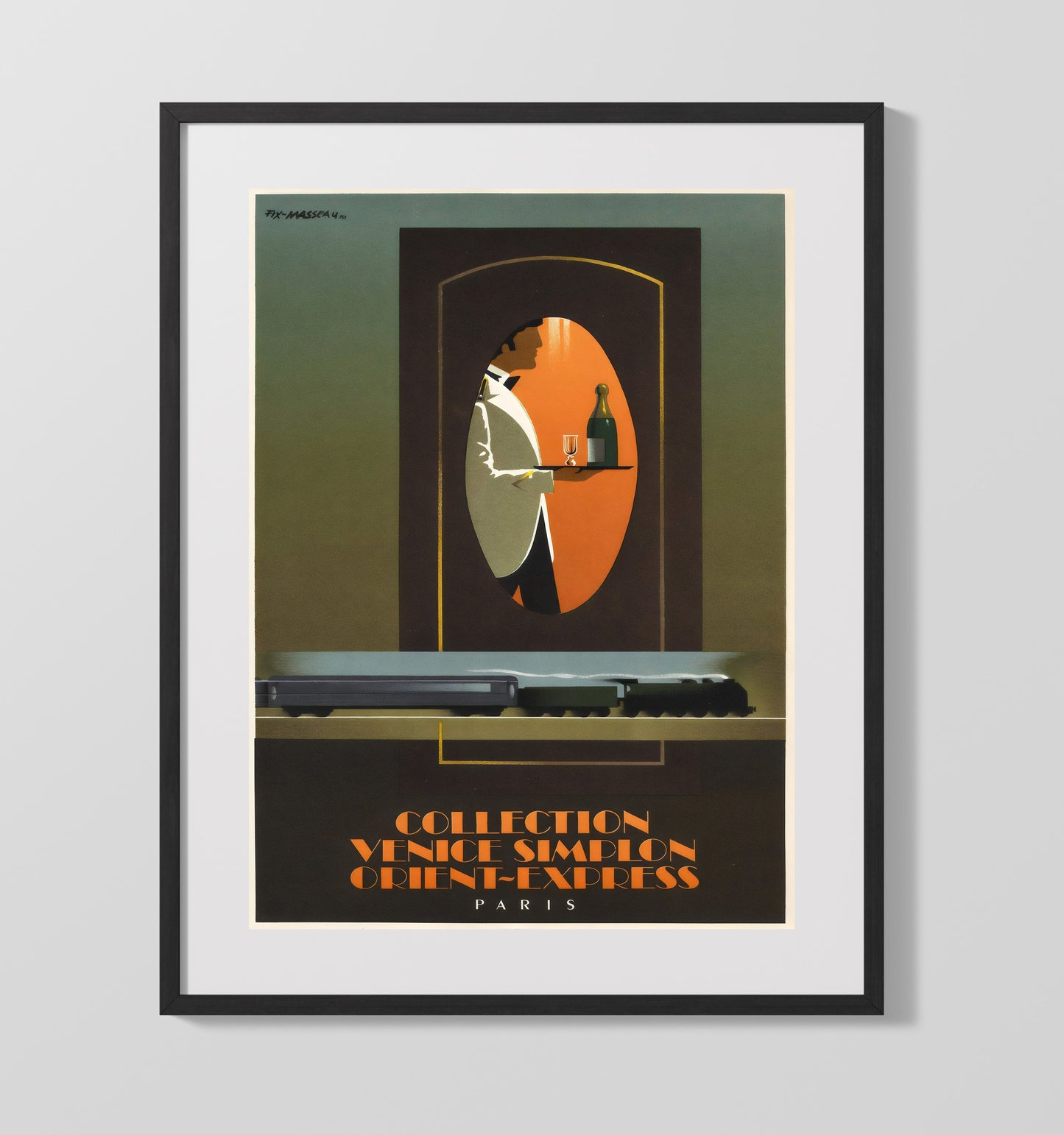 Paris Orient Express Vintage Travel Print 16x20 Gallery Frame travel wall art print