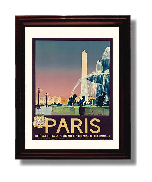 Paris Place de la Concorde travel poster wall art 8x10 Canvas