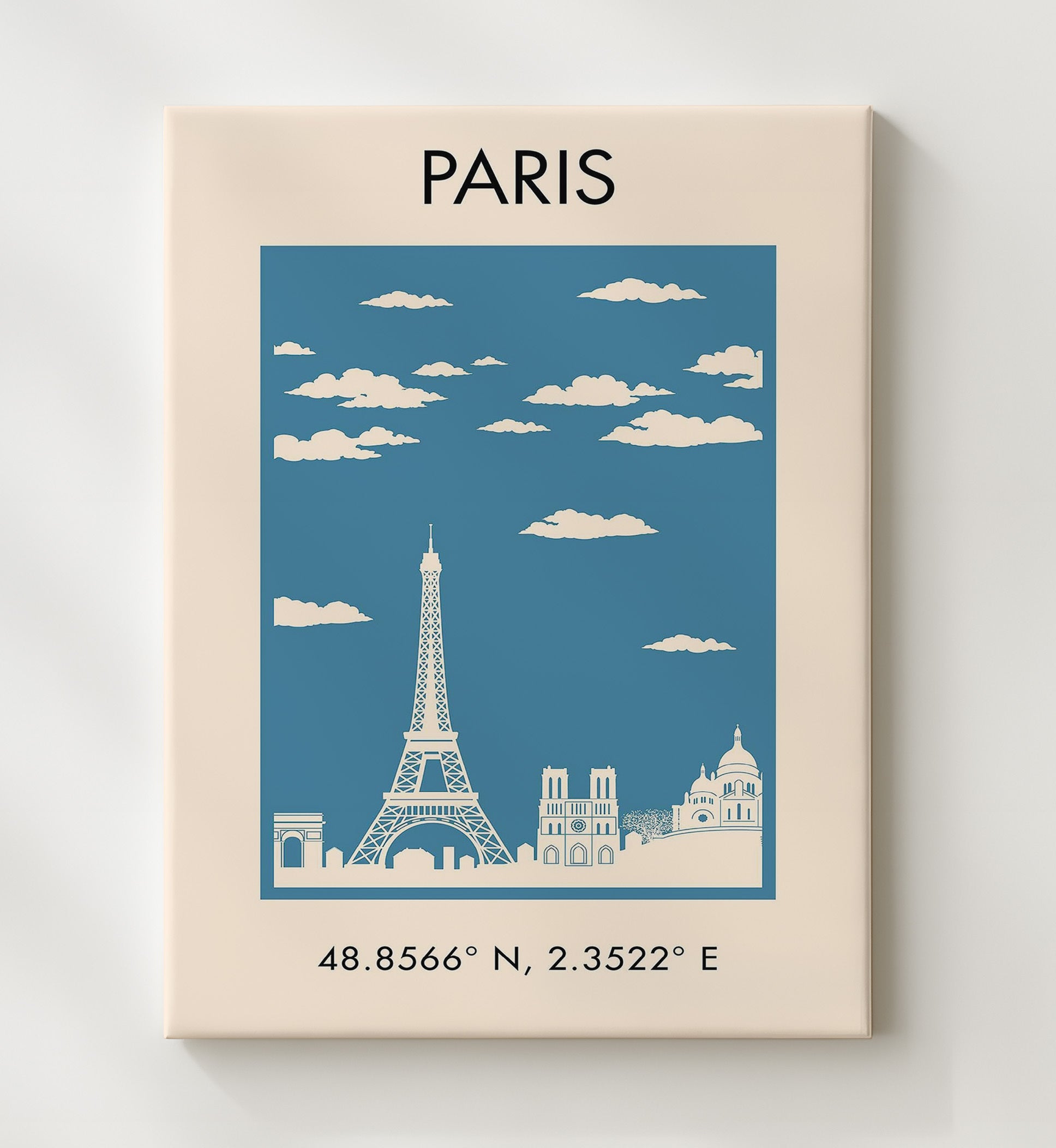 Paris Skyline Vintage Travel Print 20x24 Canvas travel wall art print