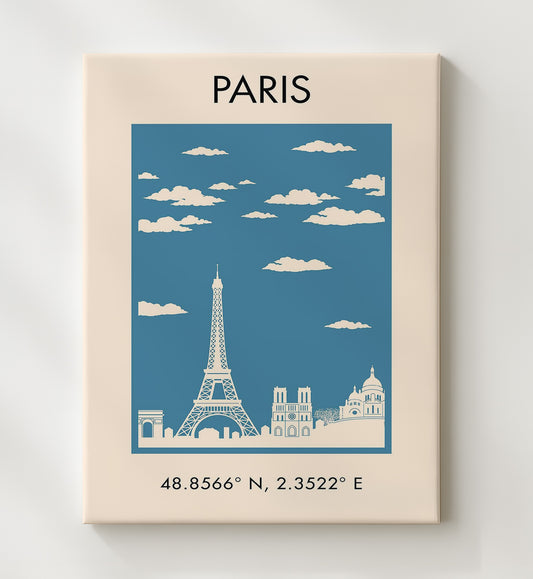 Paris Skyline - Travel - 20x24 Canvas