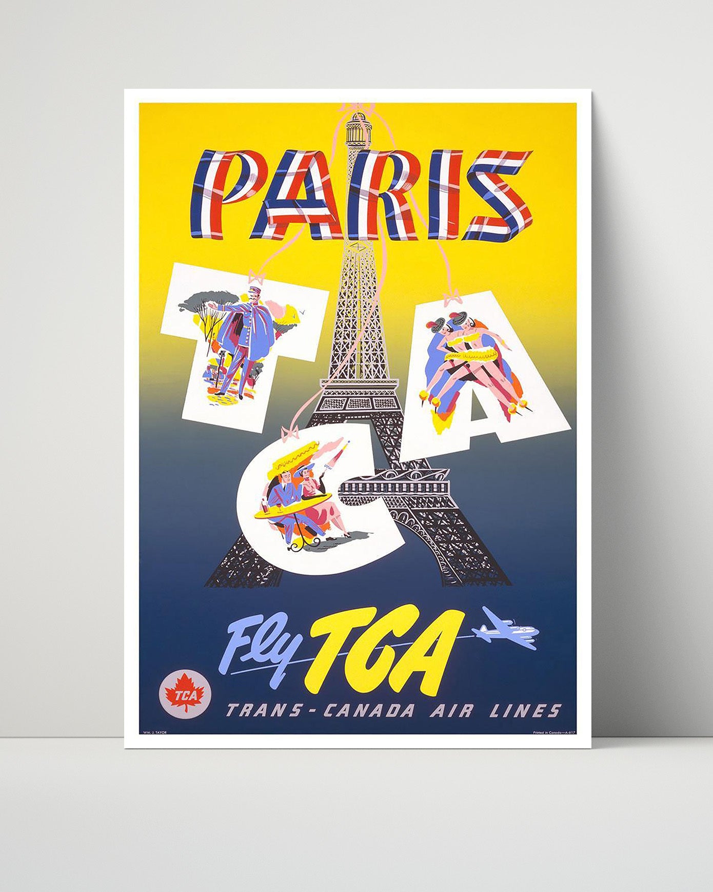 Paris TCA Vintage Travel Print 16x20 Unframed Print travel wall art print