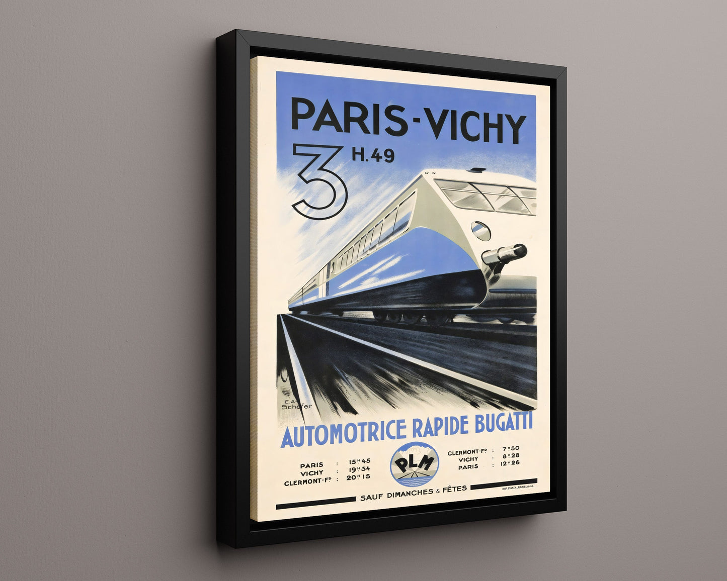 Classic Travel Poster - Paris Vichy - Bugatti Train
