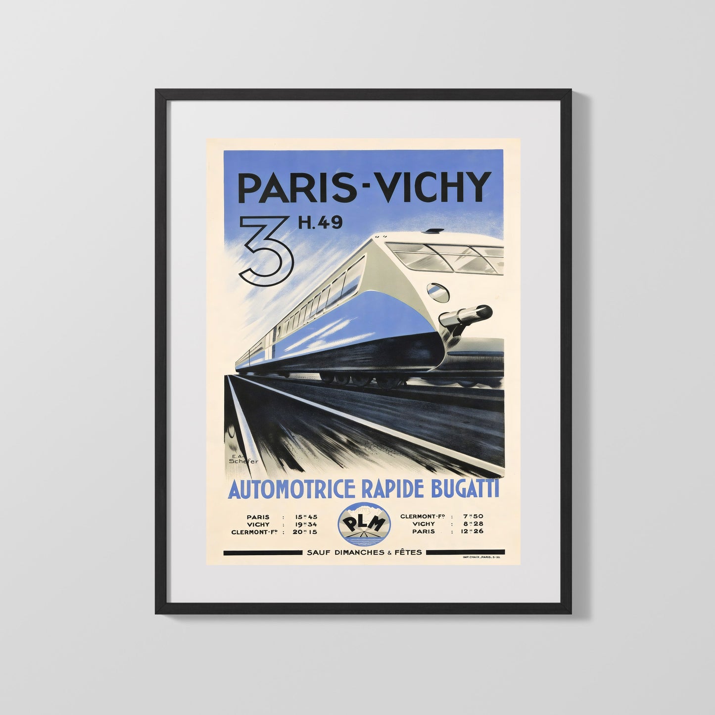 Classic Travel Poster - Paris Vichy - Bugatti Train