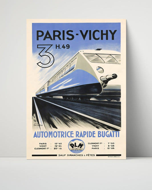 Classic Travel Unframed Poster -  Paris Vichy - Bugatti Train