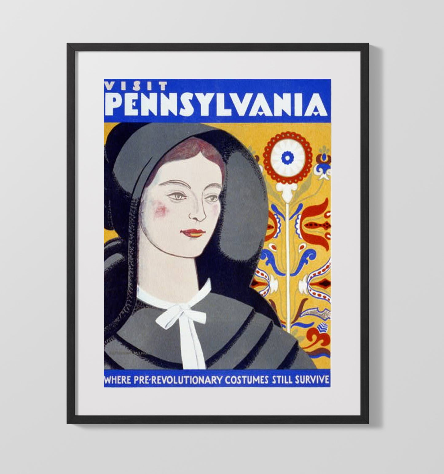 Pennsylvania Amish Country Vintage Travel Print 16x20 Gallery Frame travel wall art print
