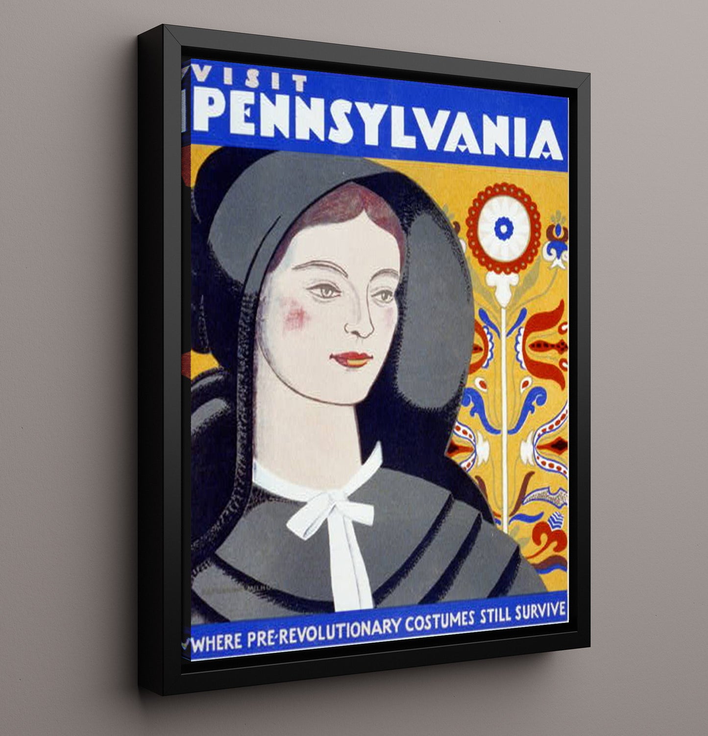 Pennsylvania Amish Country Vintage Travel Print 16x20 Framed Canvas travel wall art print
