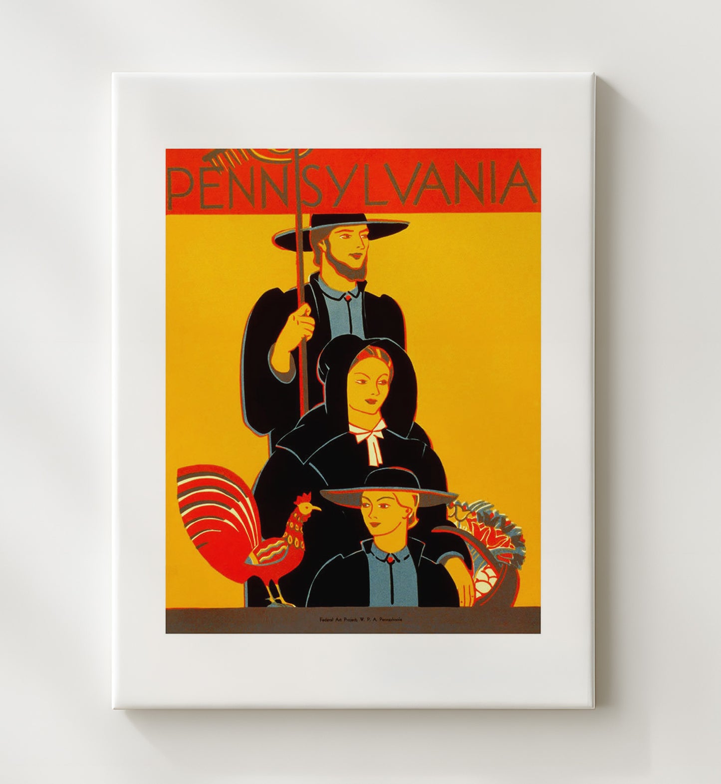 Pennsylvania Amish Family Vintage Travel Print 20x24 Canvas travel wall art print