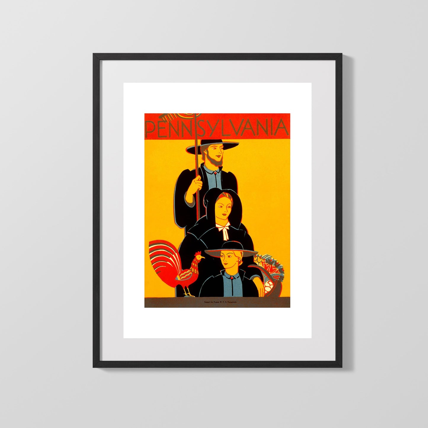 Classic Travel Poster - Pennsylvania - Amish Family