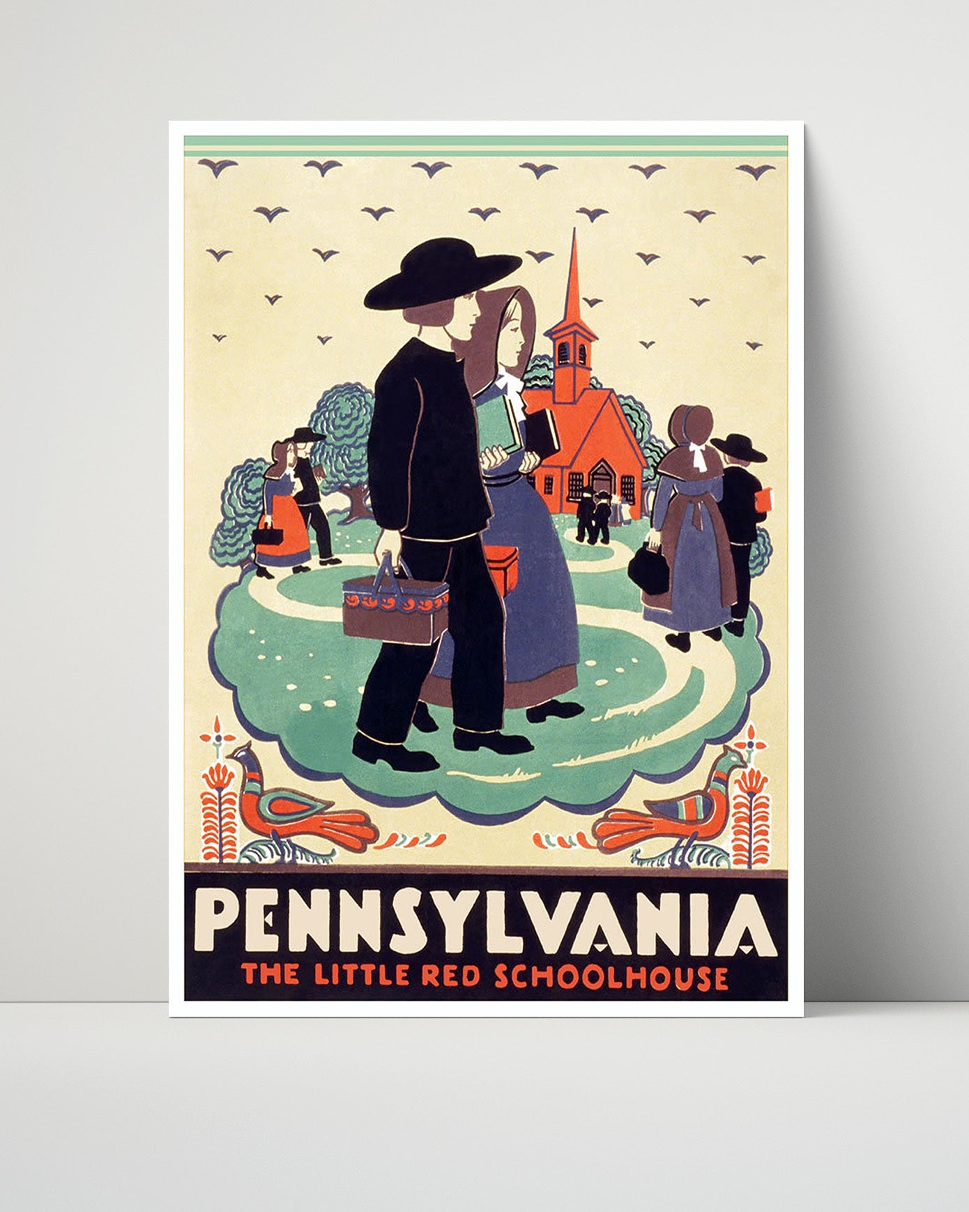 Pennsylvania Red Schoolhouse Vintage Travel Print 16x20 Unframed Print travel wall art print
