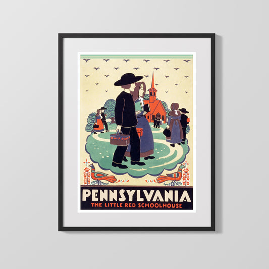 Classic Travel Poster - Pennsylvania - Red Schoolhouse