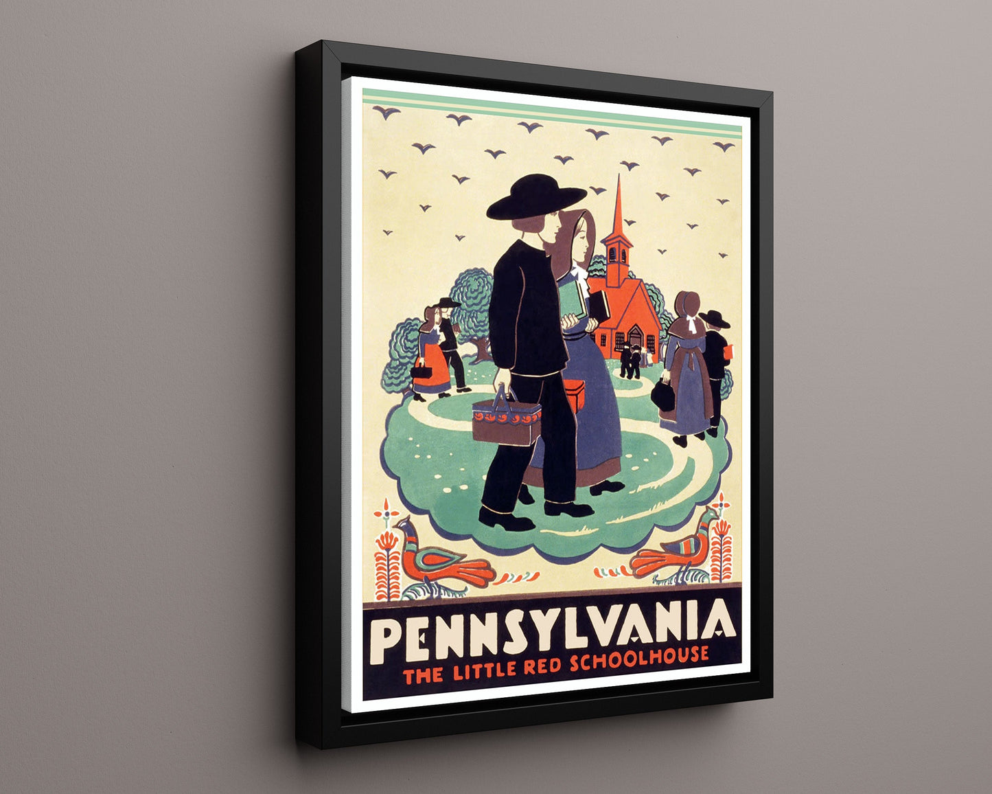 Classic Travel Poster - Pennsylvania - Red Schoolhouse