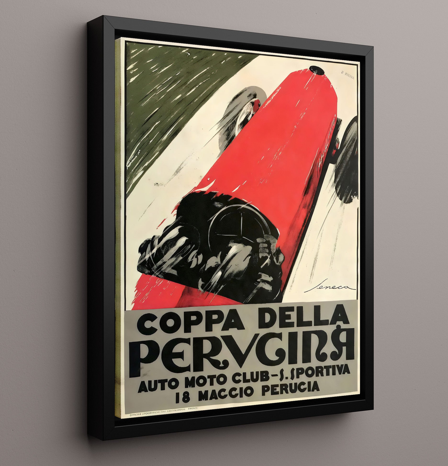 Perugia Italy Vintage Travel Print 16x20 Framed Canvas travel wall art print