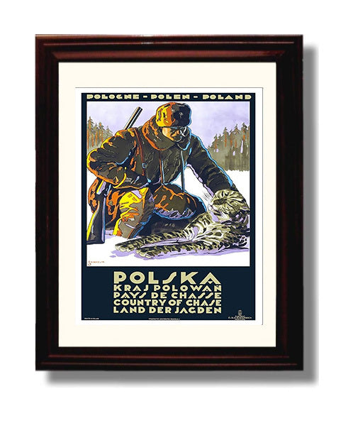 Poland Country of Chase Vintage Travel Print 8x10 Beveled Frame travel wall art print