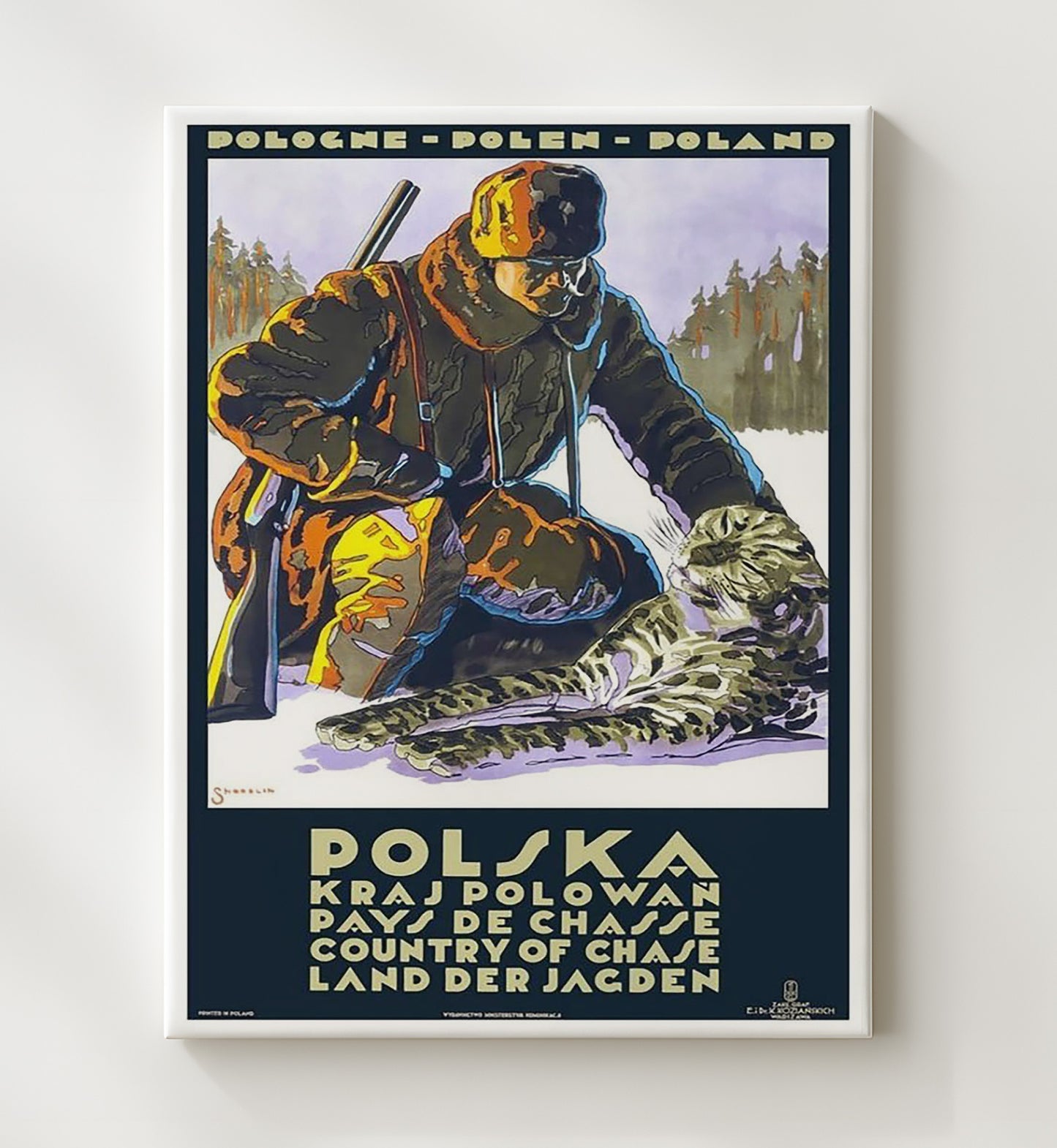 Poland Country of Chase Vintage Travel Print 20x24 Canvas travel wall art print