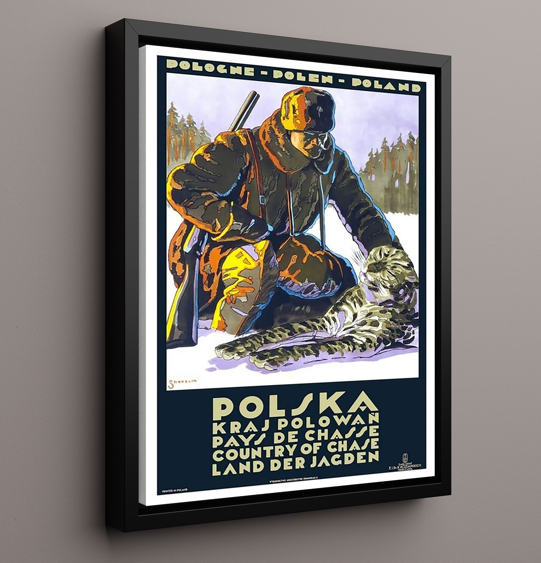 Poland Country of Chase Vintage Travel Print 16x20 Framed Canvas travel wall art print