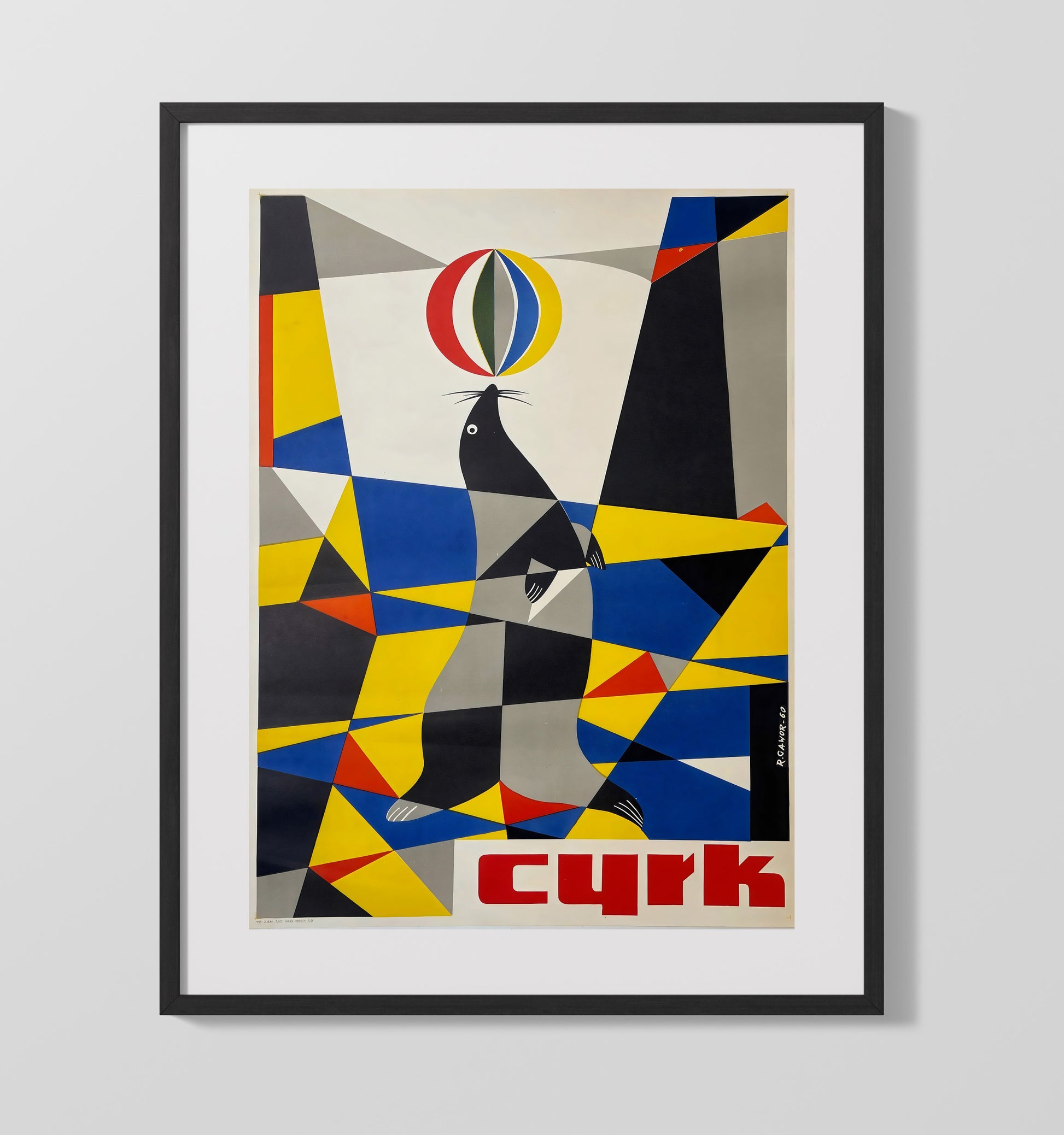 Poland Cyrk Seal Vintage Travel Print 16x20 Gallery Frame travel wall art print