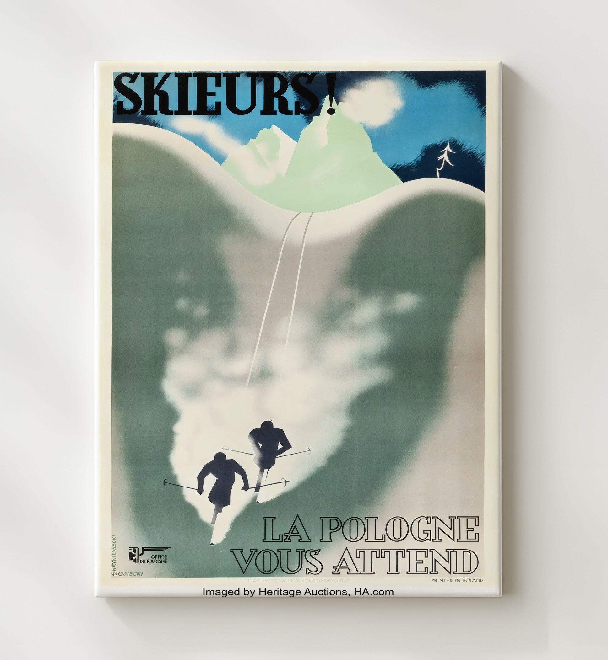 Poland Skiing Vintage Travel Print 20x24 Canvas travel wall art print