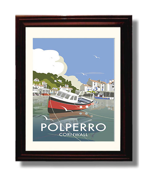 Polperro Cornwall travel poster wall art 8x10 Canvas