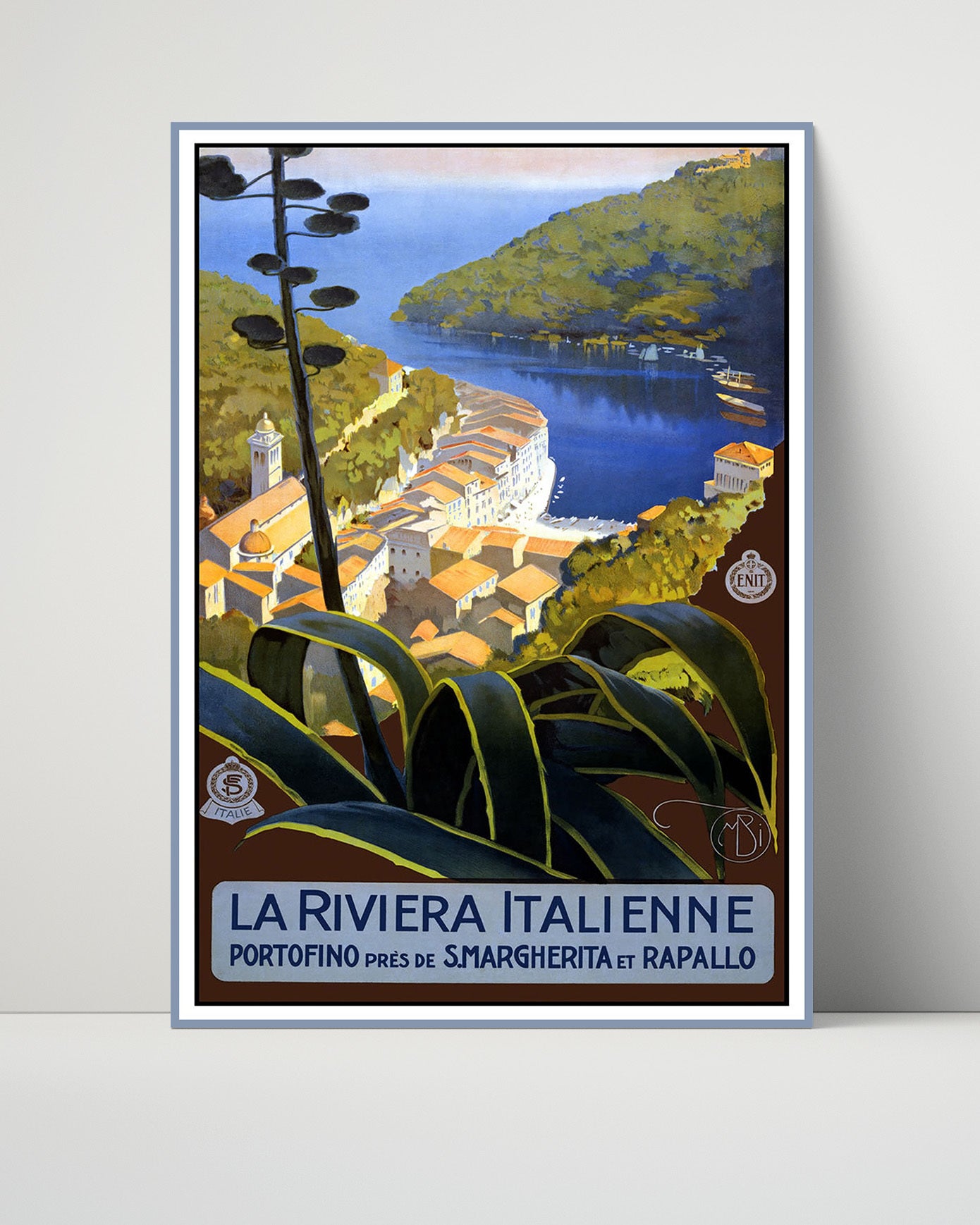 Portofino Italian Riviera Vintage Travel Print 16x20 Unframed Print travel wall art print