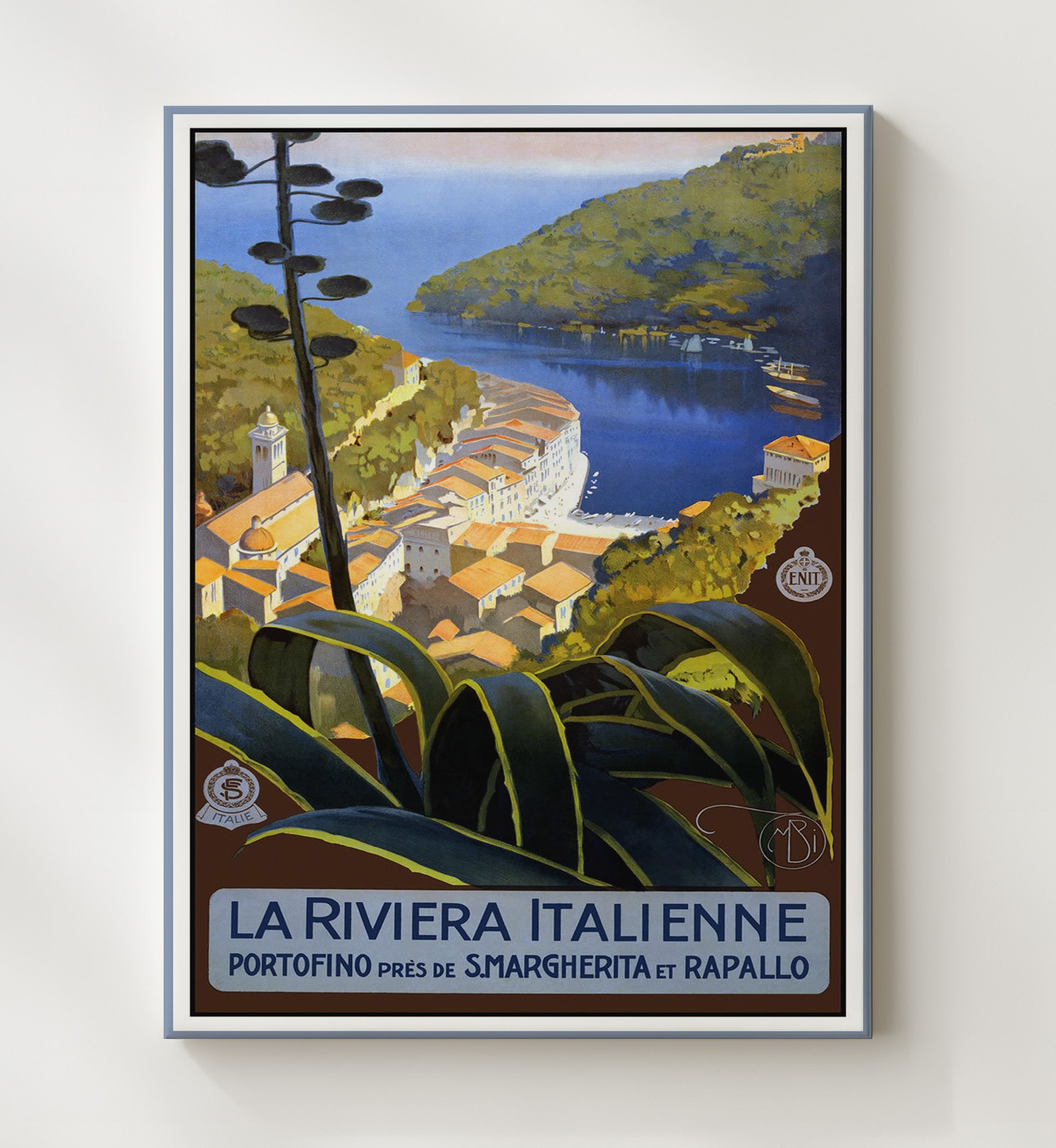 Portofino Italian Riviera Vintage Travel Print 20x24 Canvas travel wall art print