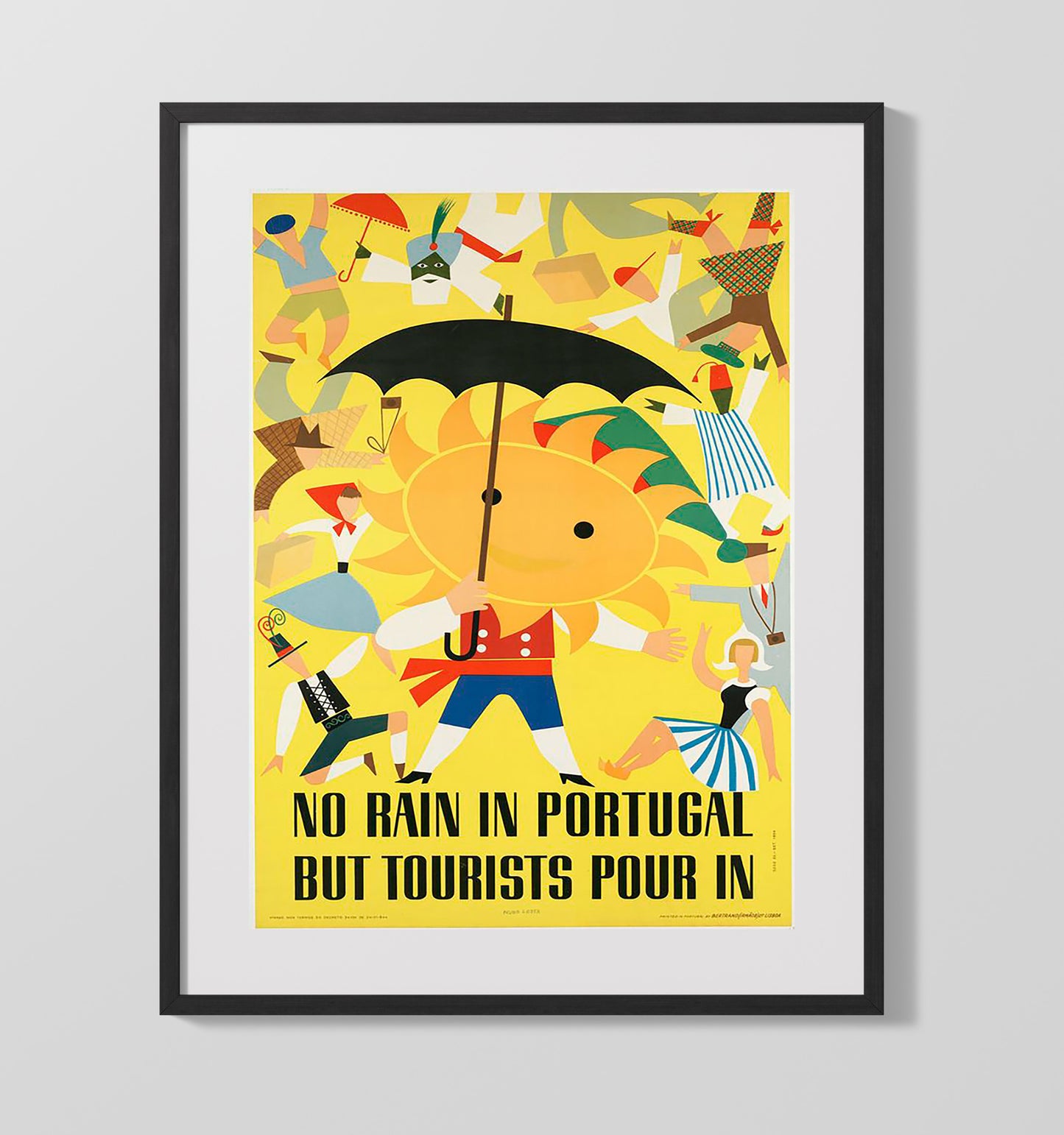 Portugal Sunny Holidays Vintage Travel Print 16x20 Gallery Frame travel wall art print