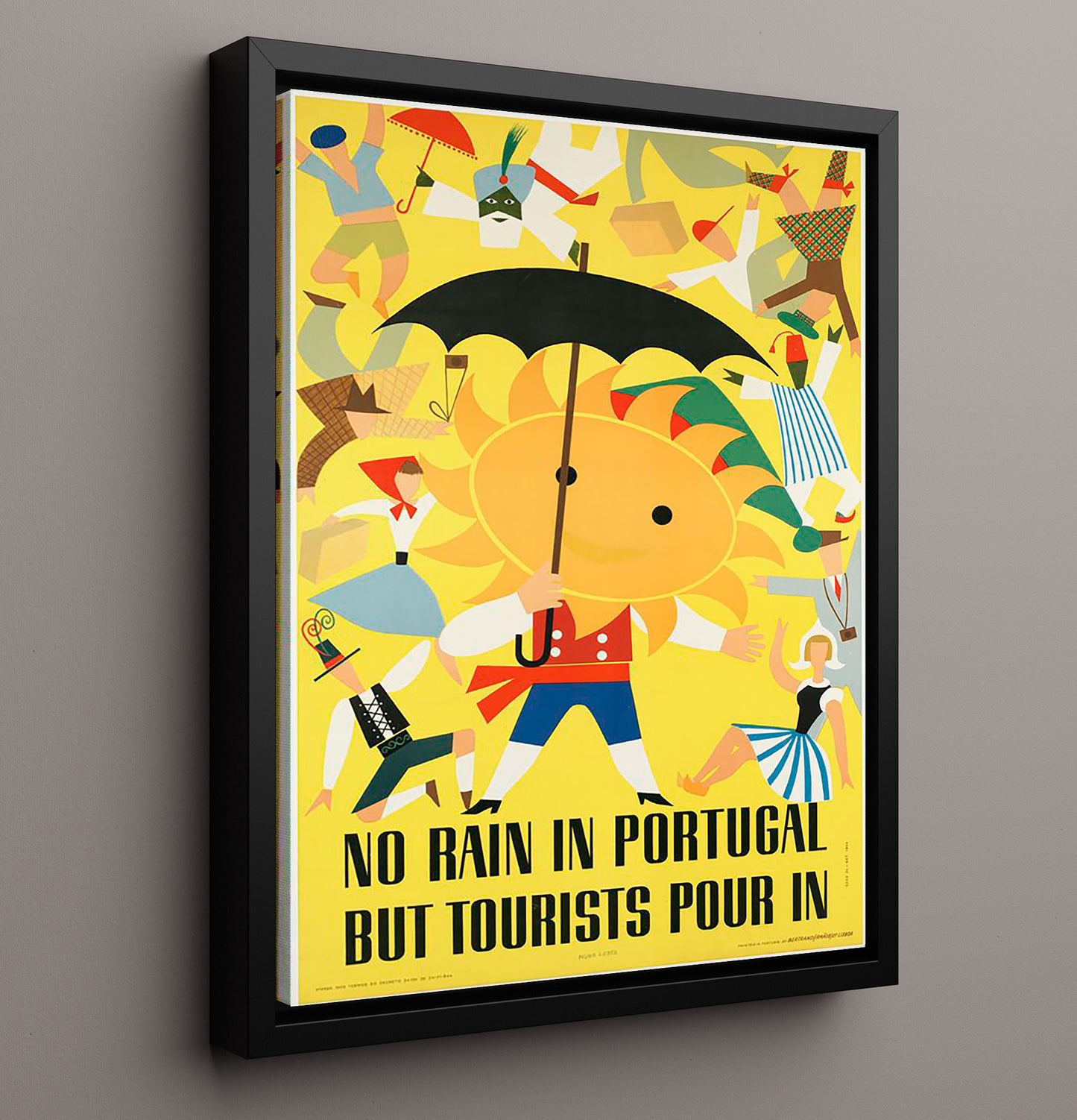 Portugal Sunny Holidays Vintage Travel Print 16x20 Framed Canvas travel wall art print