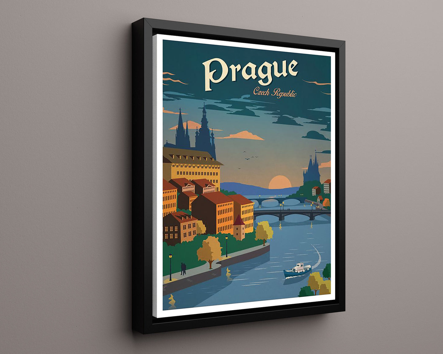Classic Travel Poster - Prague - Czech Twilight