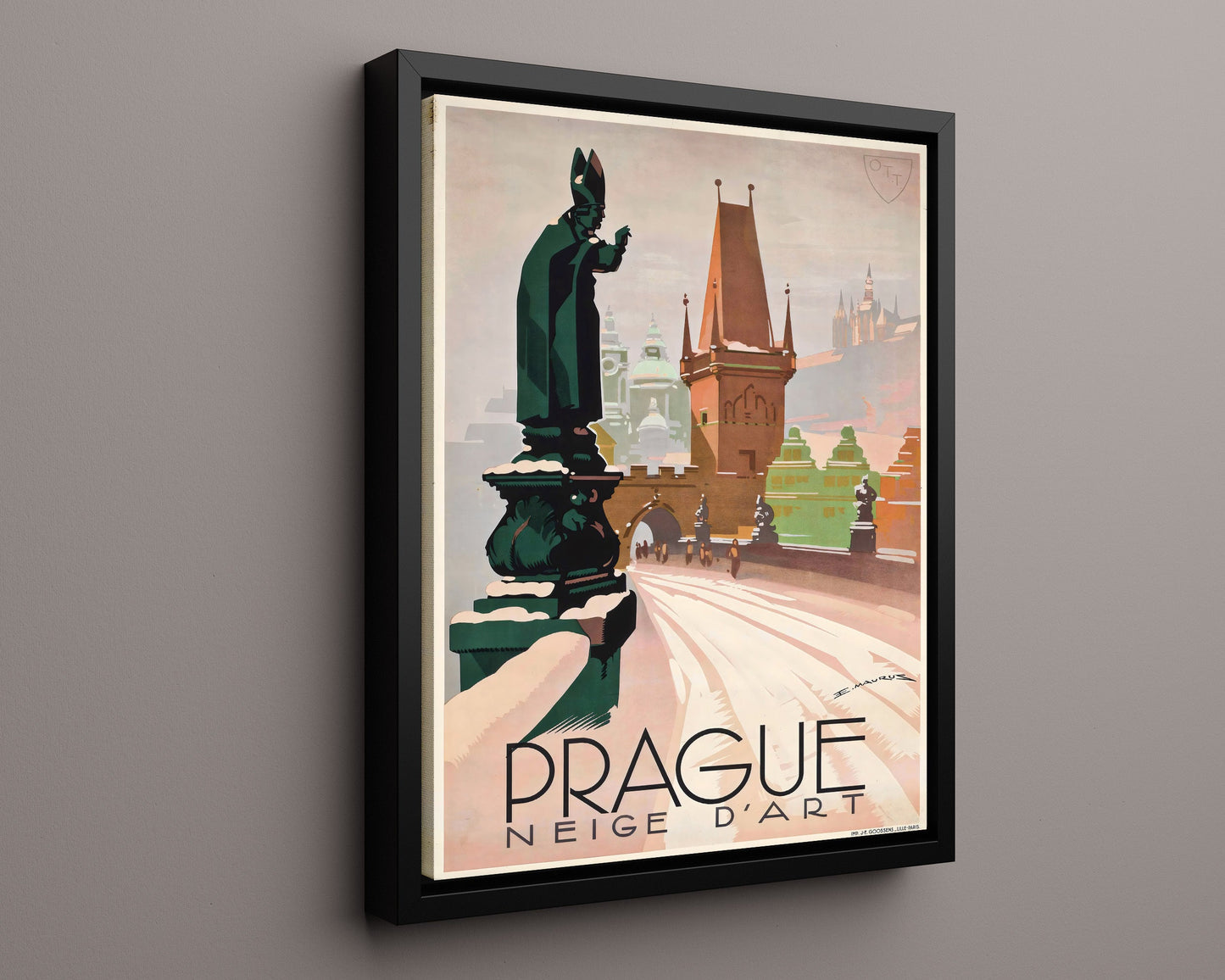 Classic Travel Poster - Prague - Winter Neige dArt