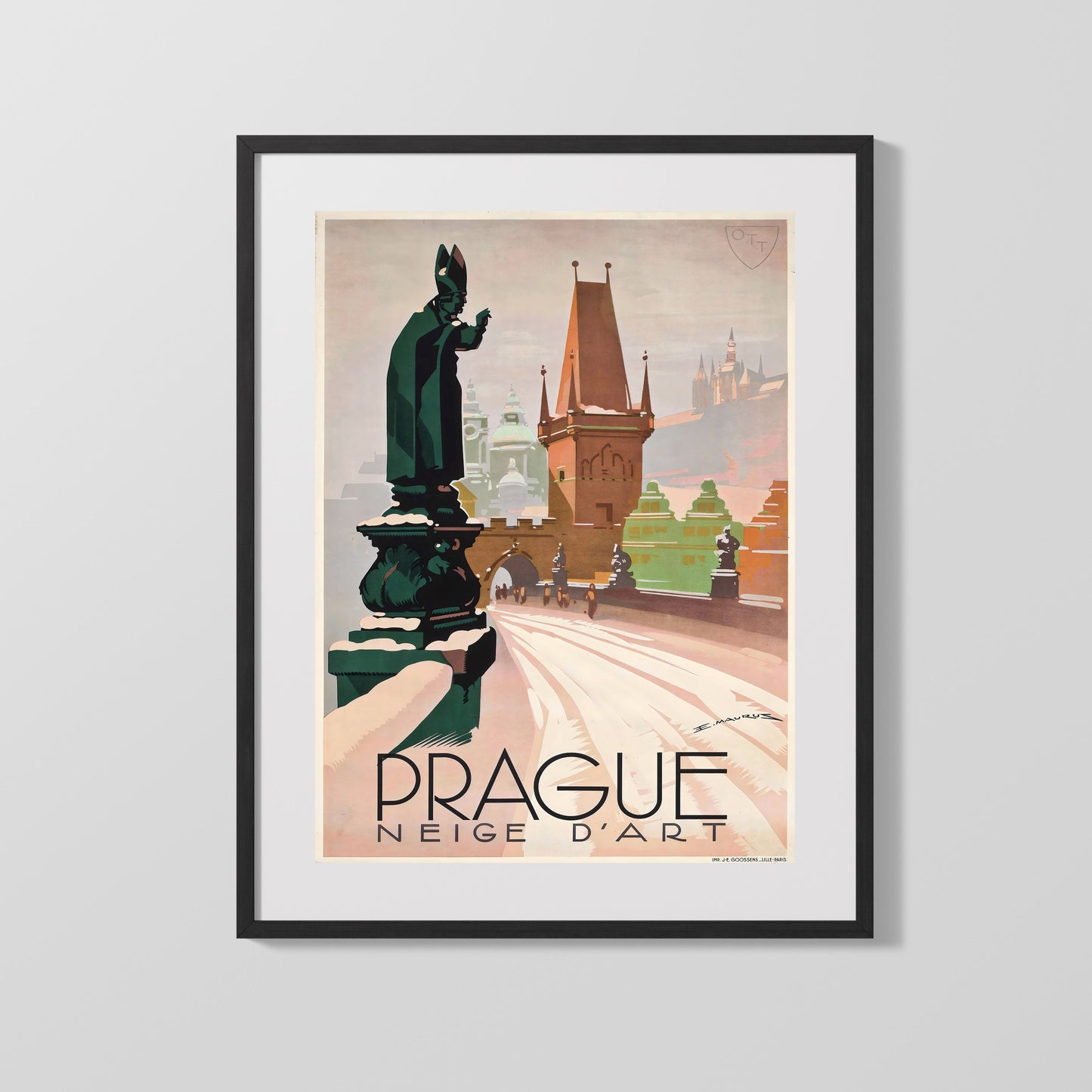 Classic Travel Poster - Prague - Winter Neige dArt
