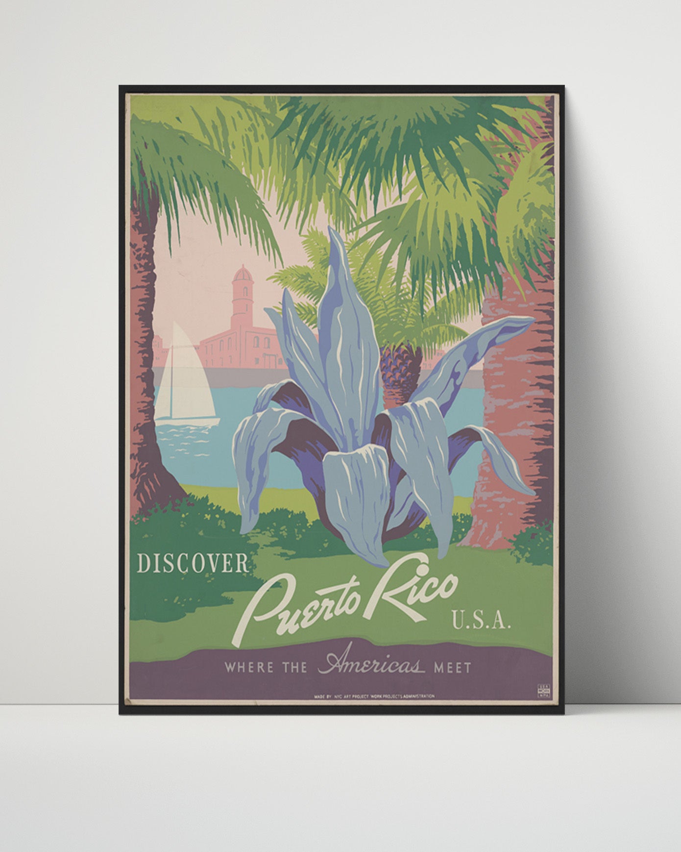 Puerto Rico Americas Meet Vintage Travel Print 16x20 Unframed Print travel wall art print