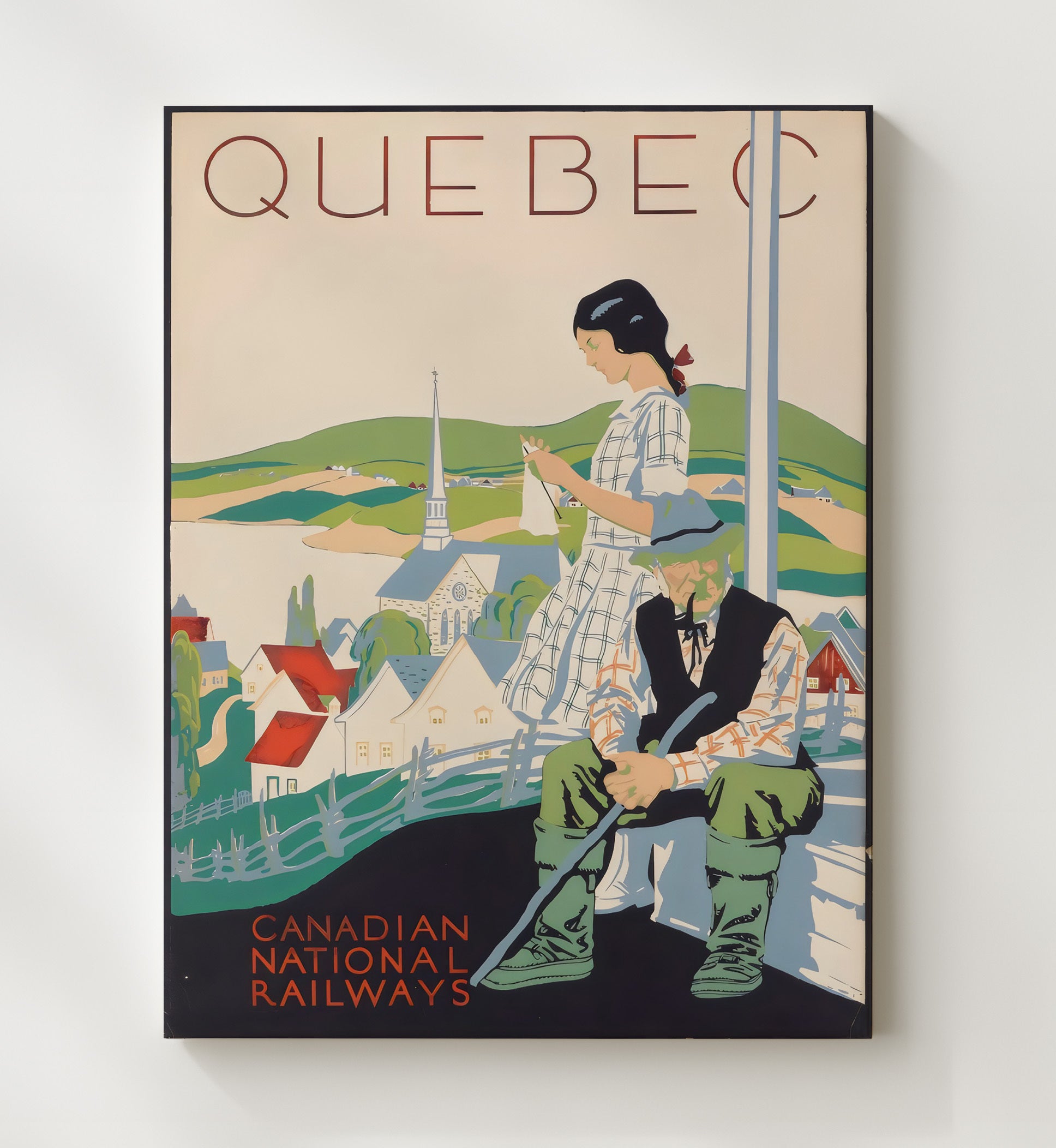 Quebec Canadian National Railways Vintage Travel Print 20x24 Canvas travel wall art print
