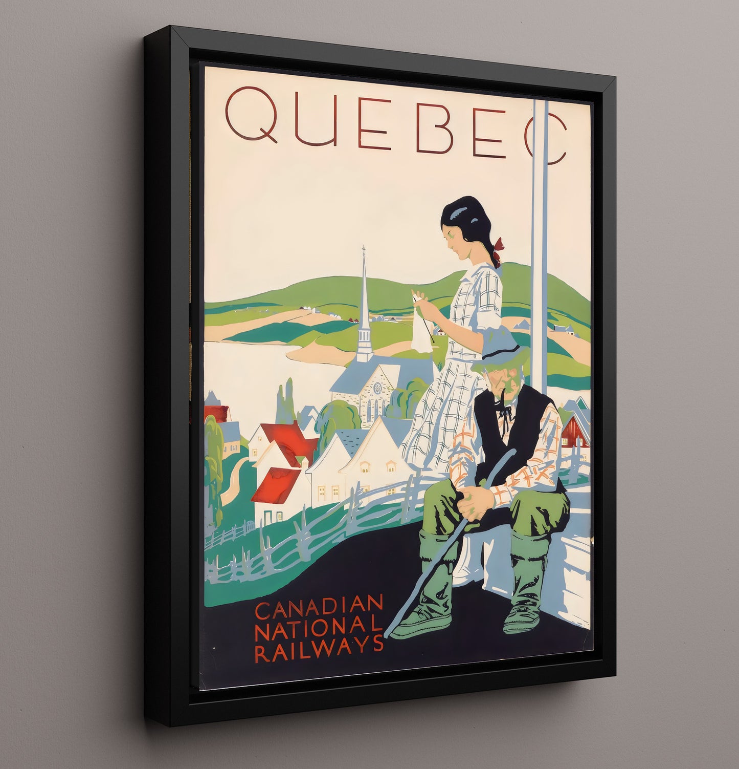 Quebec Canadian National Railways Vintage Travel Print 16x20 Framed Canvas travel wall art print
