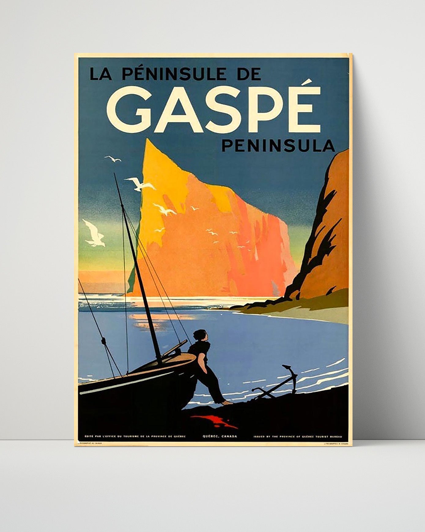 Quebec Gaspe Peninsula Vintage Travel Print 16x20 Unframed Print travel wall art print