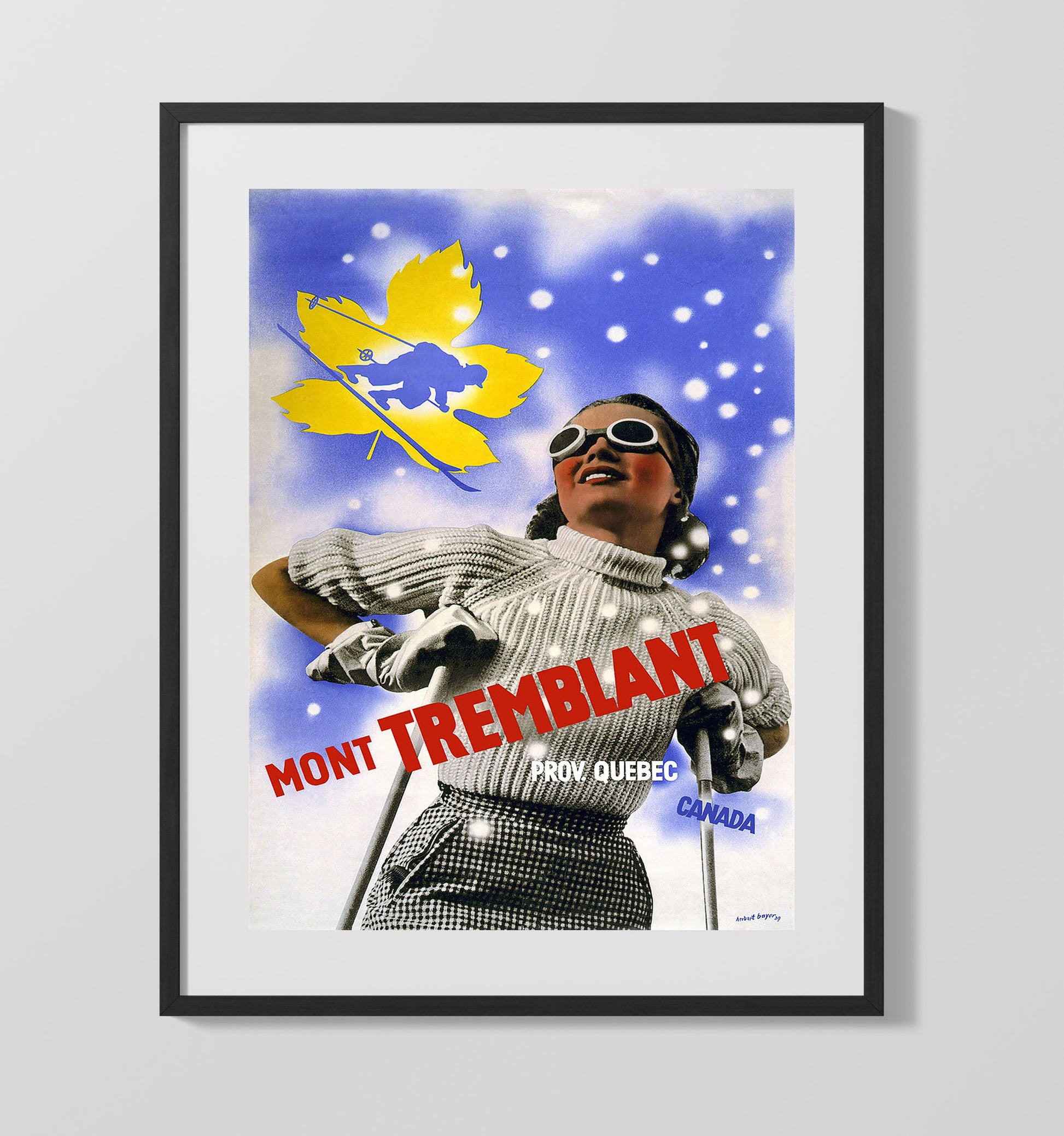 Quebec Mont Tremblant Vintage Travel Print 16x20 Gallery Frame travel wall art print
