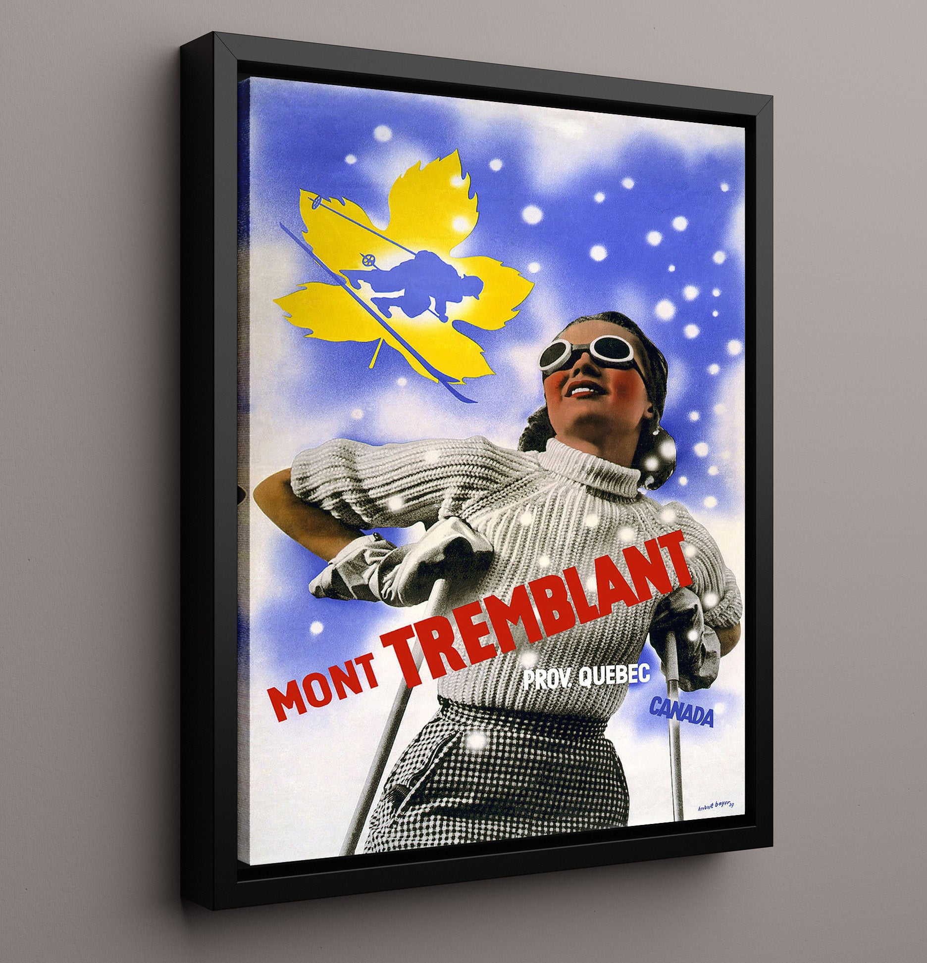 Quebec Mont Tremblant Vintage Travel Print 16x20 Framed Canvas travel wall art print