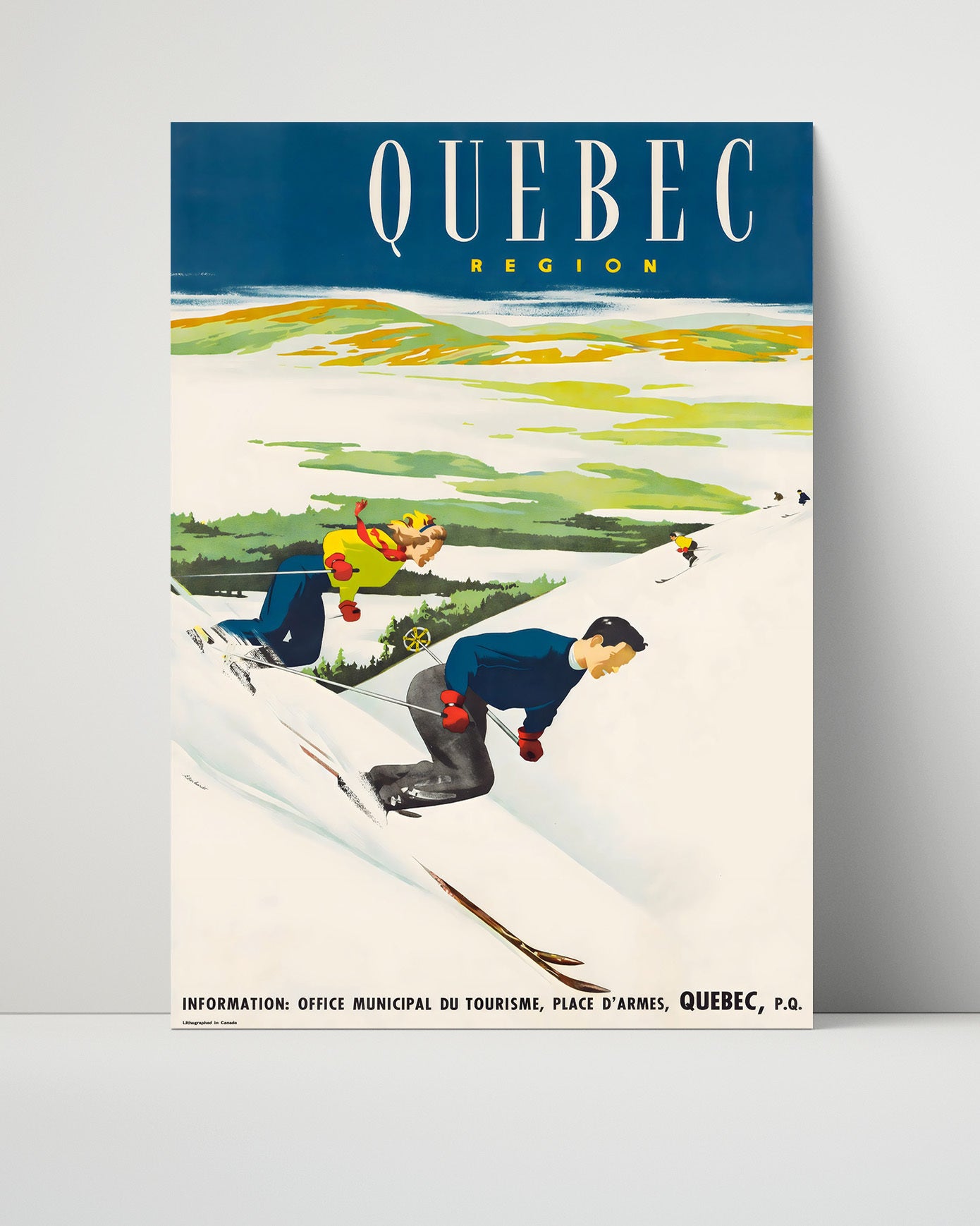 Quebec Ski Tourism Vintage Travel Print 16x20 Unframed Print travel wall art print