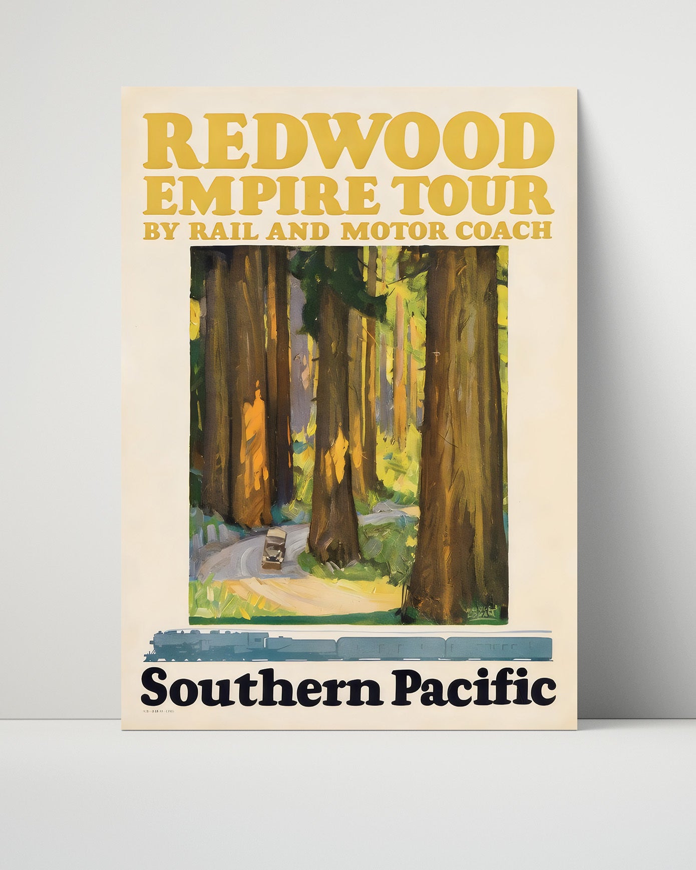 Redwood Southern Pacific Vintage Travel Print 16x20 Unframed Print travel wall art print